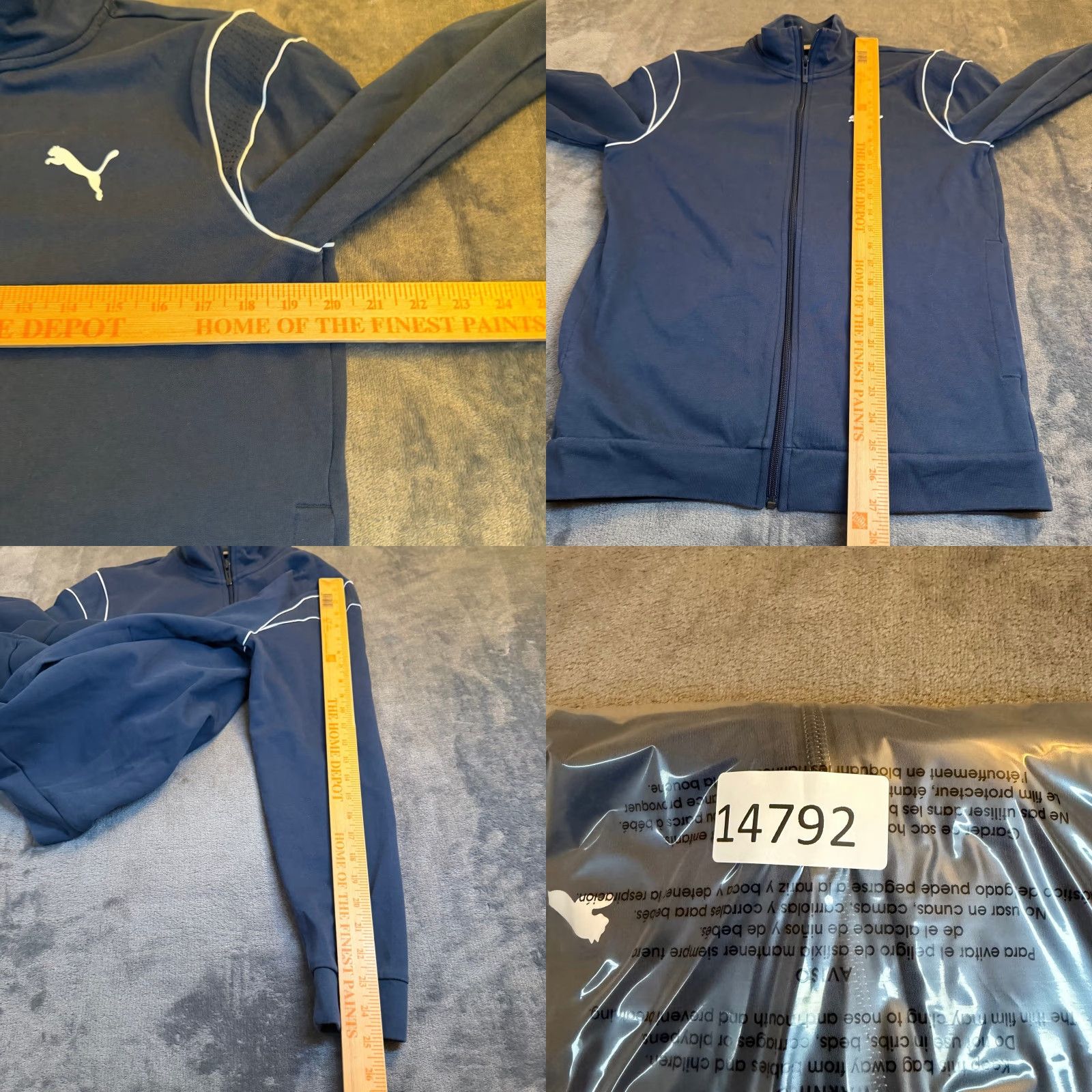 Puma Puma Track Jacket Mens Medium Navy Blue Full Zip Contrasting Trim Pockets Athletic Gym Training Size US M / EU 48-50 / 2 - 8 Thumbnail