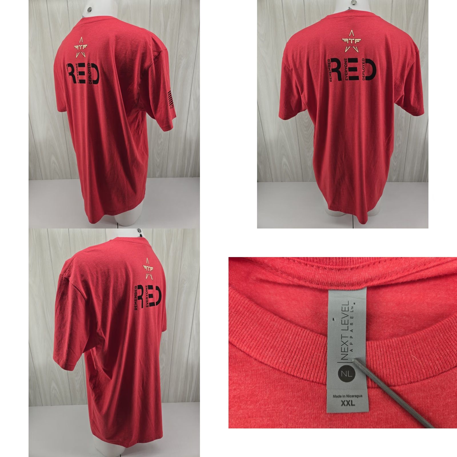 Next Level VINTAGE Red Friday Remember Everyone Deployed T-Shirt 2XL Men Graphic Print Crew Neck Short Sleeve Preshrunk Cotton Next Level Gildan Heavy Cotton Size US XXL / EU 58 / 5 - 8 Thumbnail