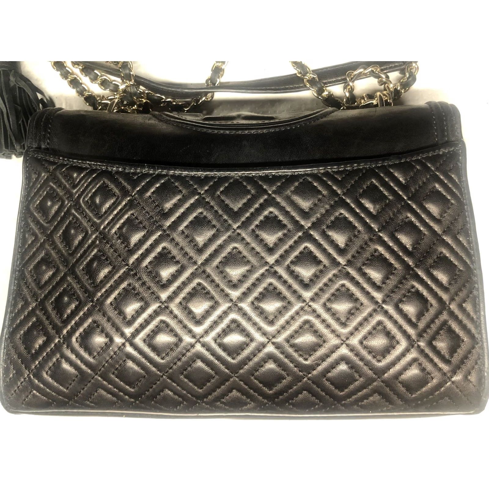 Tory Burch Tory Burch Fleming Shoulder Bag Black Leather Gold Medium Womens Size ONE SIZE - 5 Thumbnail