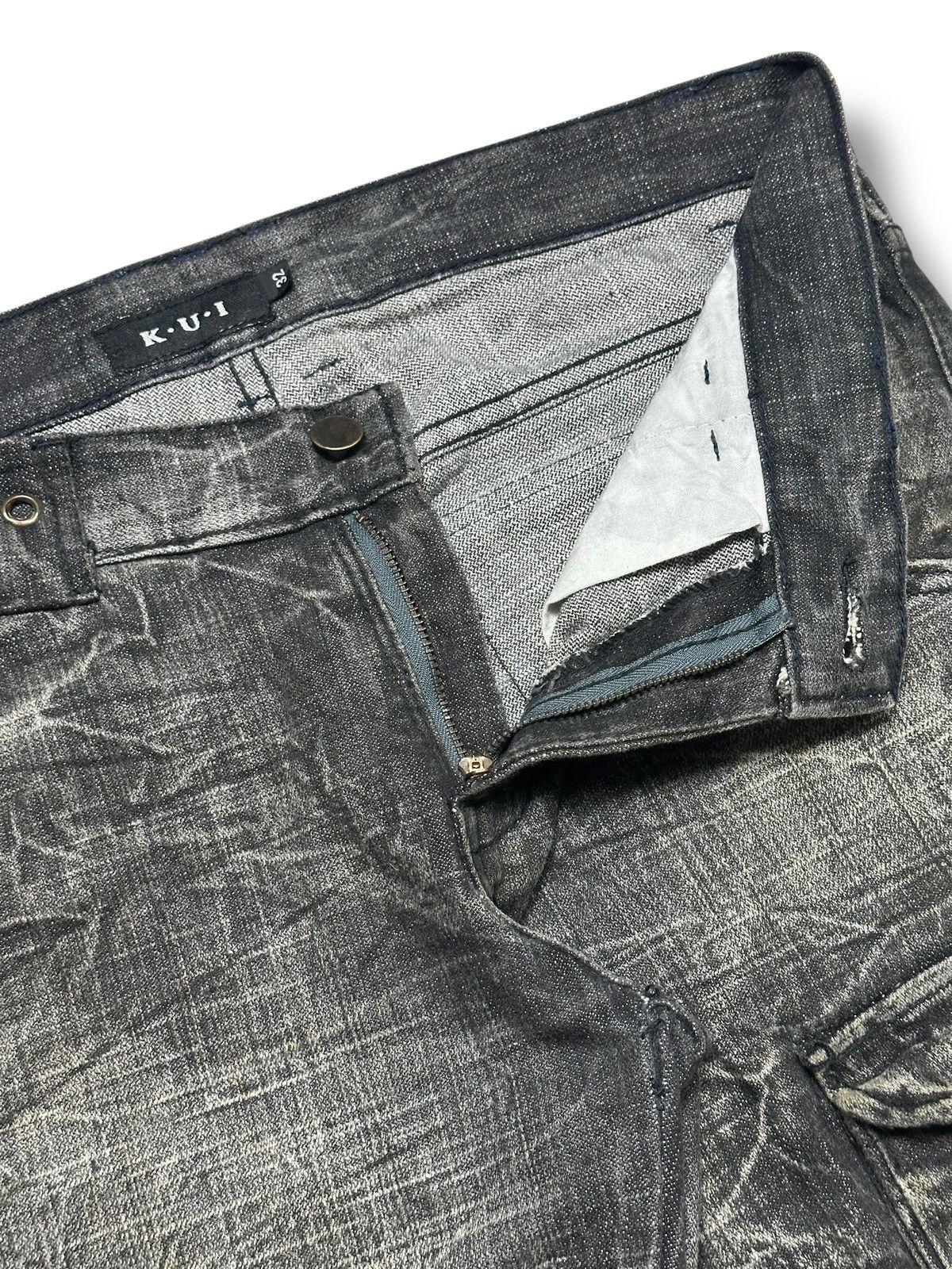 Vintage K.U.I. Cargo Jeans | Rare Japanese Streetwear | Flared Faded Size US 34 / EU 50 - 9 Thumbnail