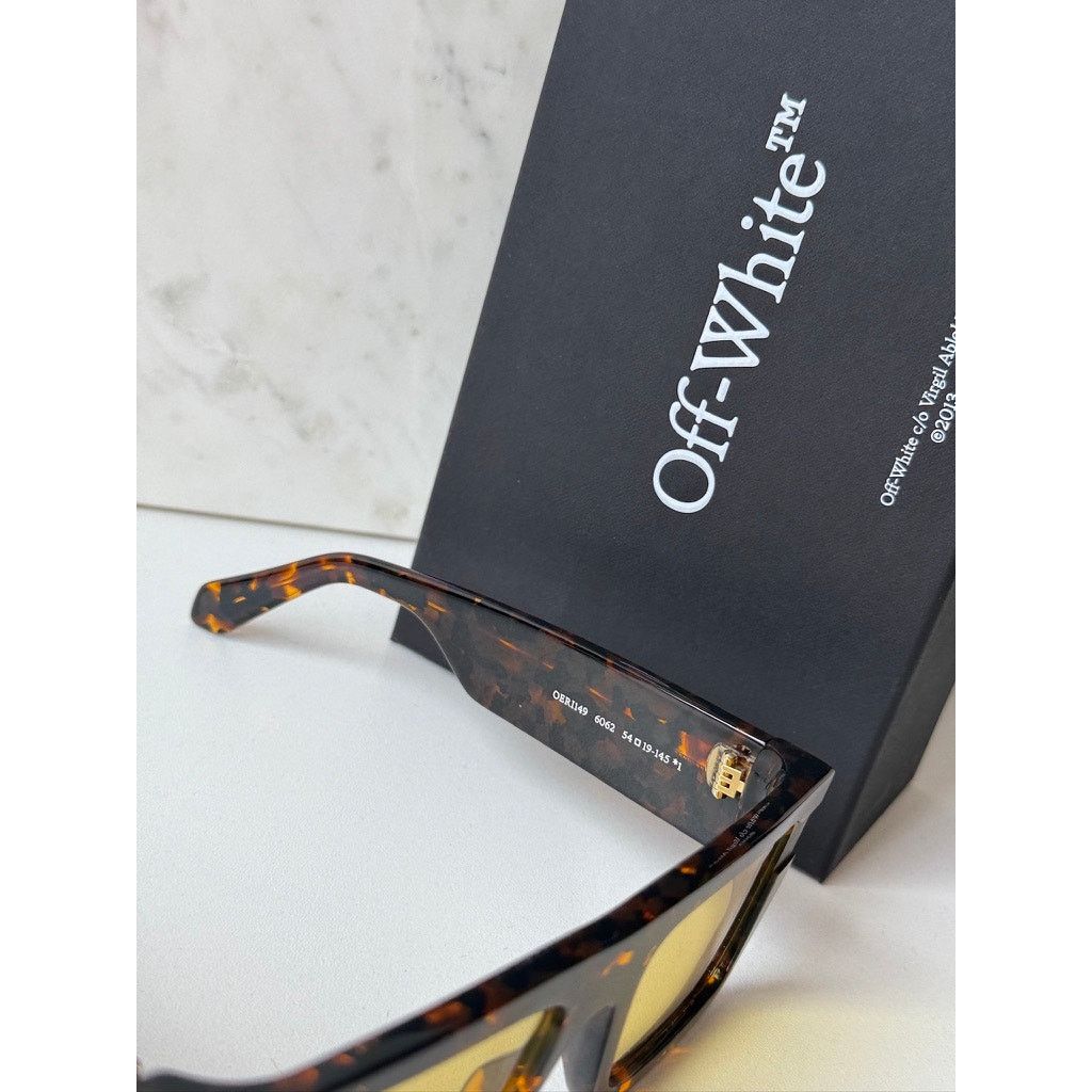 Off-White NEW Off White Chester Brown Yellow Lens Oversized Sunglasses Size ONE SIZE - 5 Thumbnail