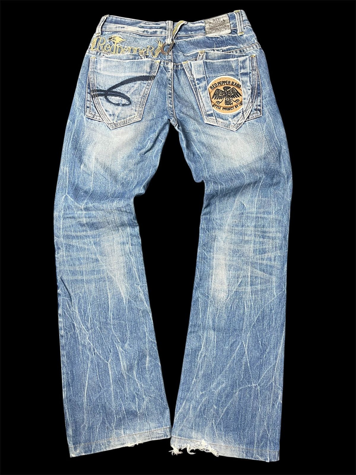 Japanese Brand RED PEPPER SUPER FLARE DISTRESSED JEANS Size US 29 - 1 Thumbnail