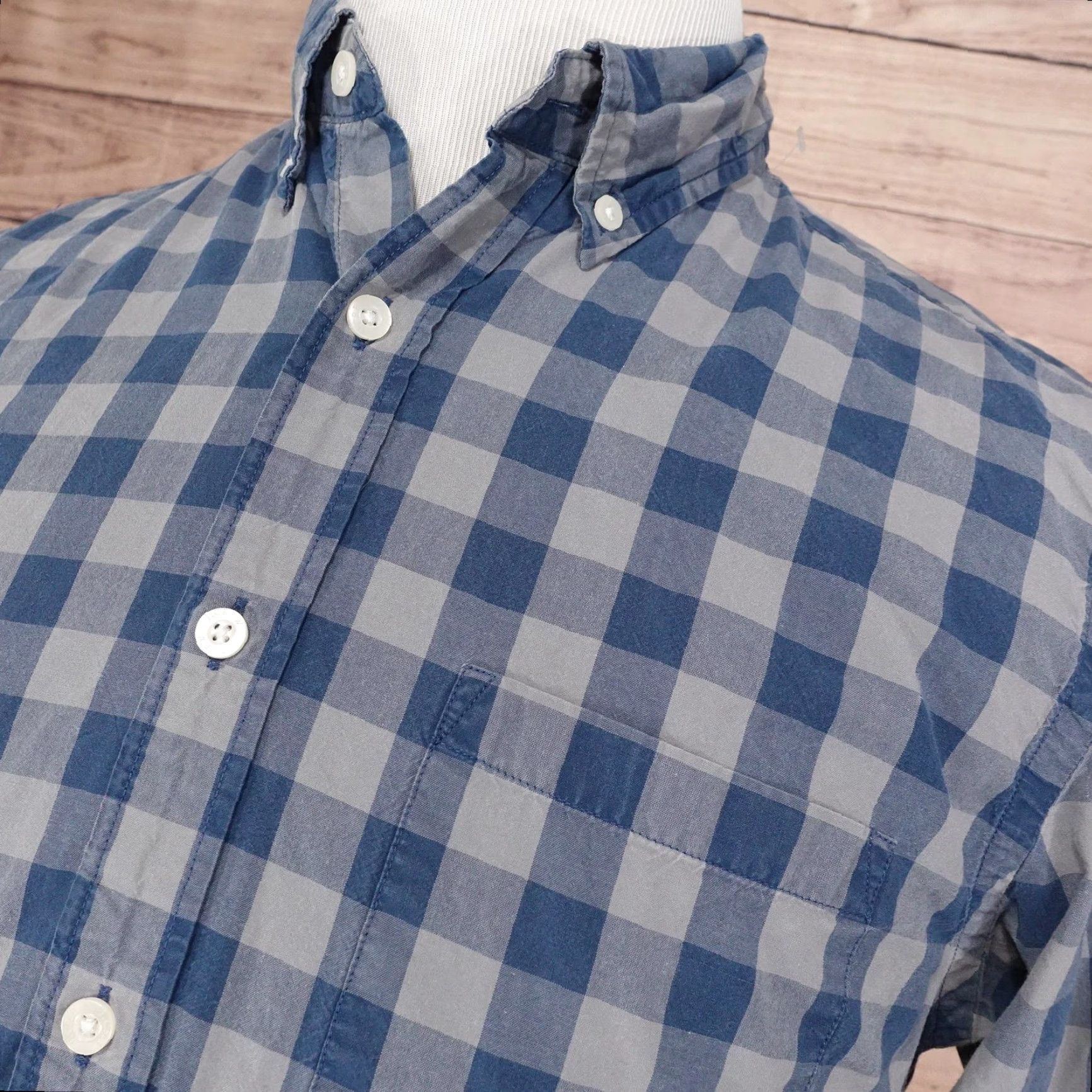 J.Crew VINTAGE J.CREW Shirt Mens Medium Blue Gray Gingham Slim Fit Button-Down Long Sleeve Size US M / EU 48-50 / 2 - 2 Thumbnail