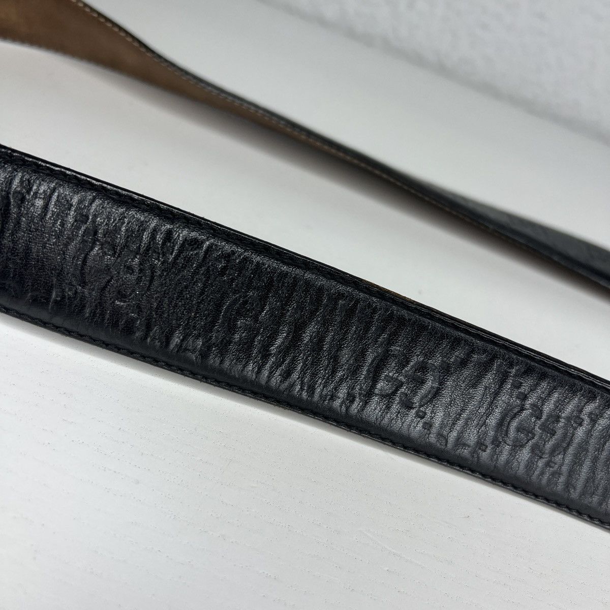 Designer × Gucci Gucci GG Belt Black Leather Monogram Silver Retro Y2K Drill Size ONE SIZE - 4 Thumbnail