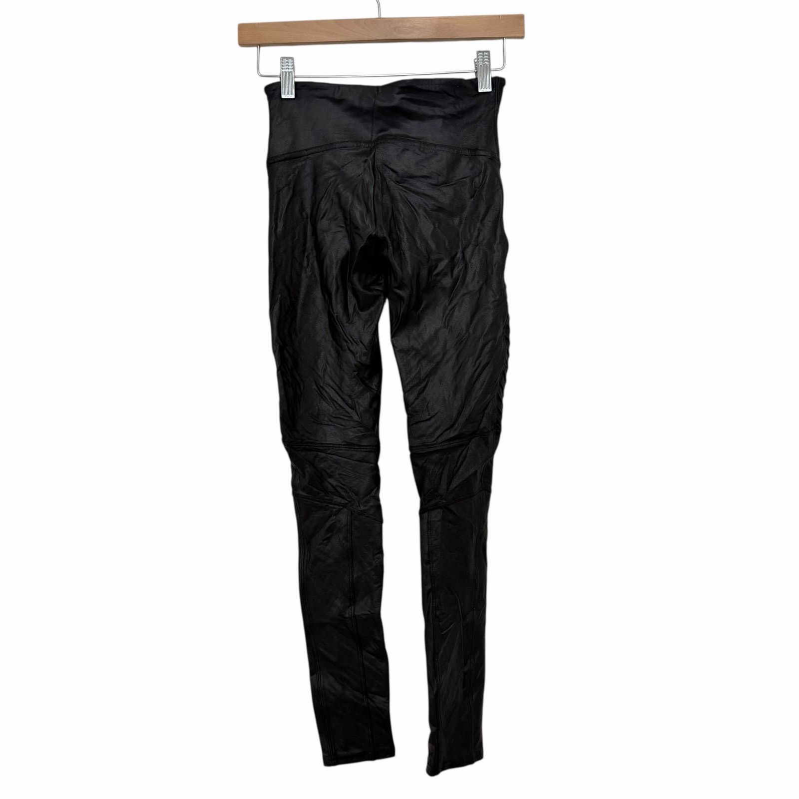 Spanx Spanx Black Faux Leather Moto Leggings Sz S Size 27" / US 4 / IT 40 - 4 Thumbnail