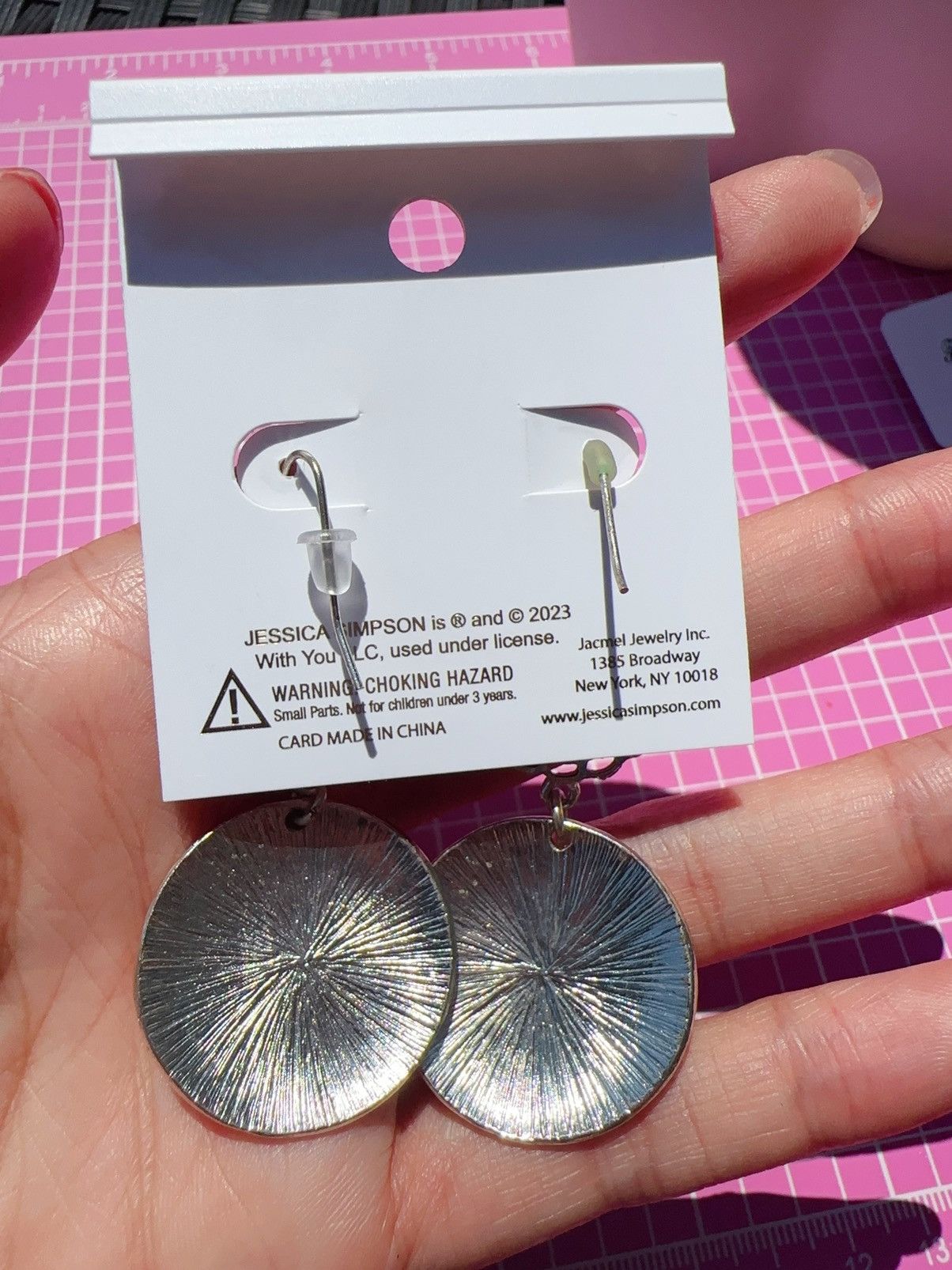 Jessica Simpson Jessica Simpson Earrings silver tone round flower drops Size ONE SIZE - 4 Thumbnail