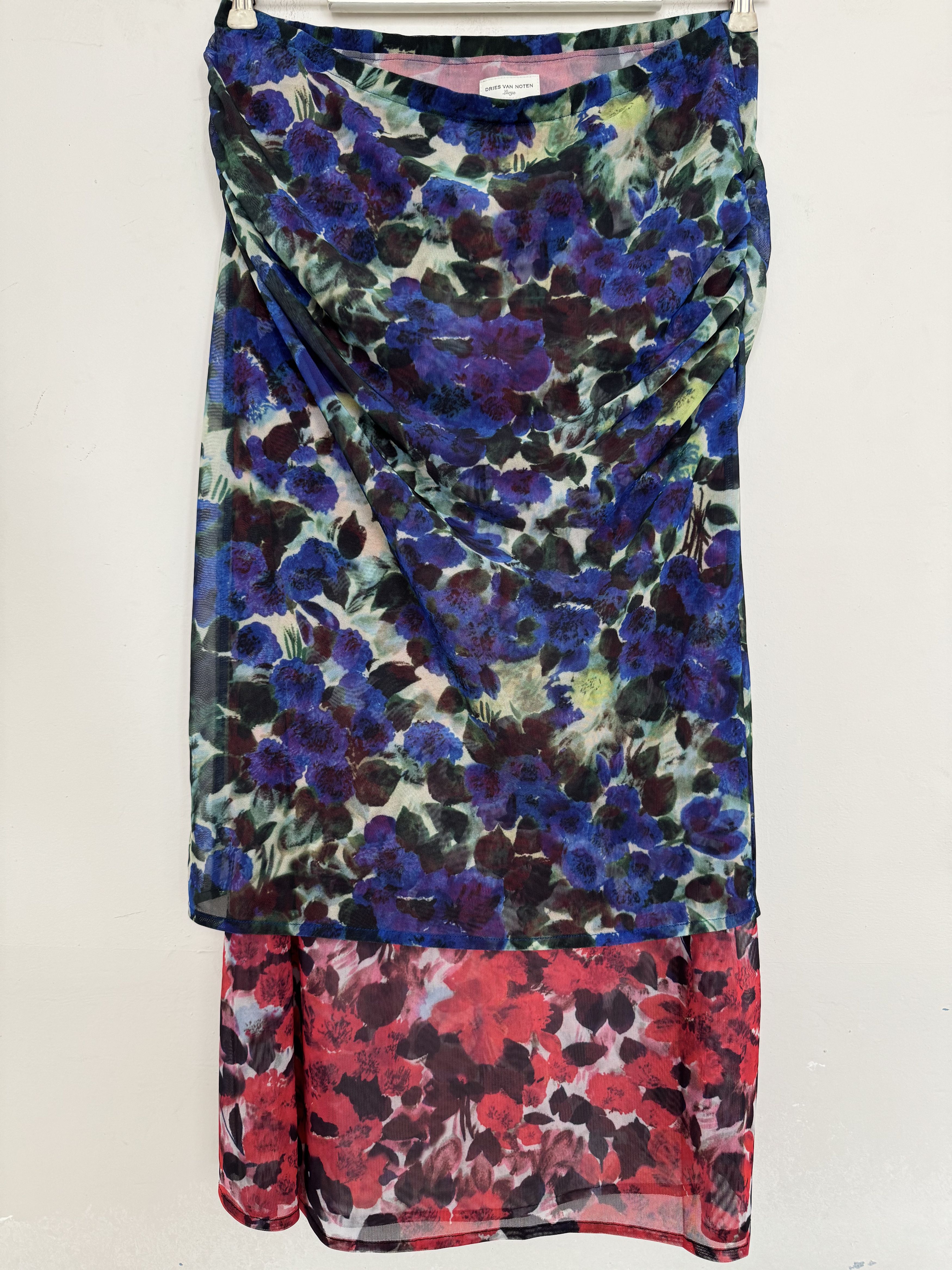 Dries Van Noten Blue Double Layered Midi Skirt Size 27" / US 4 / IT 40 - 1 Thumbnail