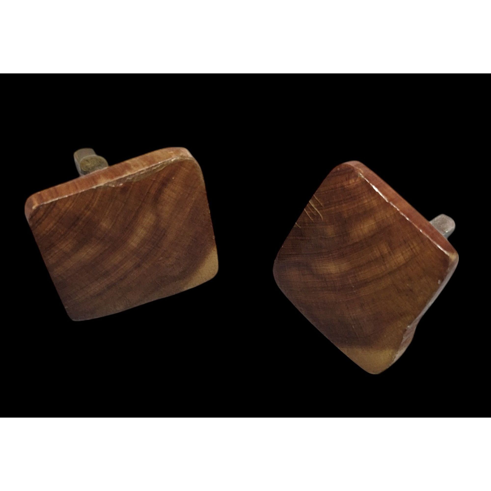 Other Vintage Brown Wood Square Retro Cuff Links Size ONE SIZE - 2 Thumbnail