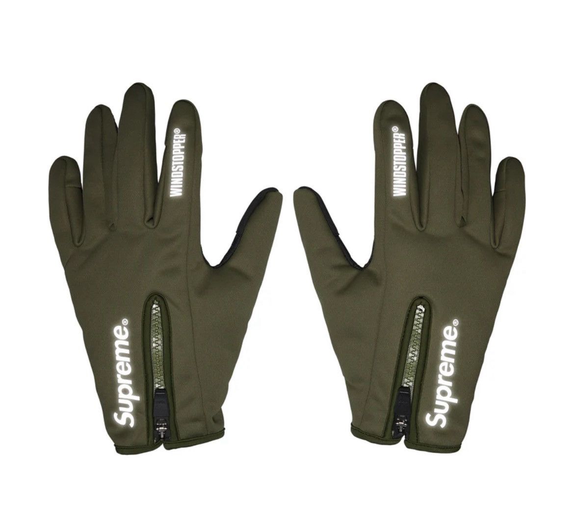 Supreme Supreme Windstopper Zip Gloves Medium Olive Green FW25 Size ONE SIZE - 2 Thumbnail