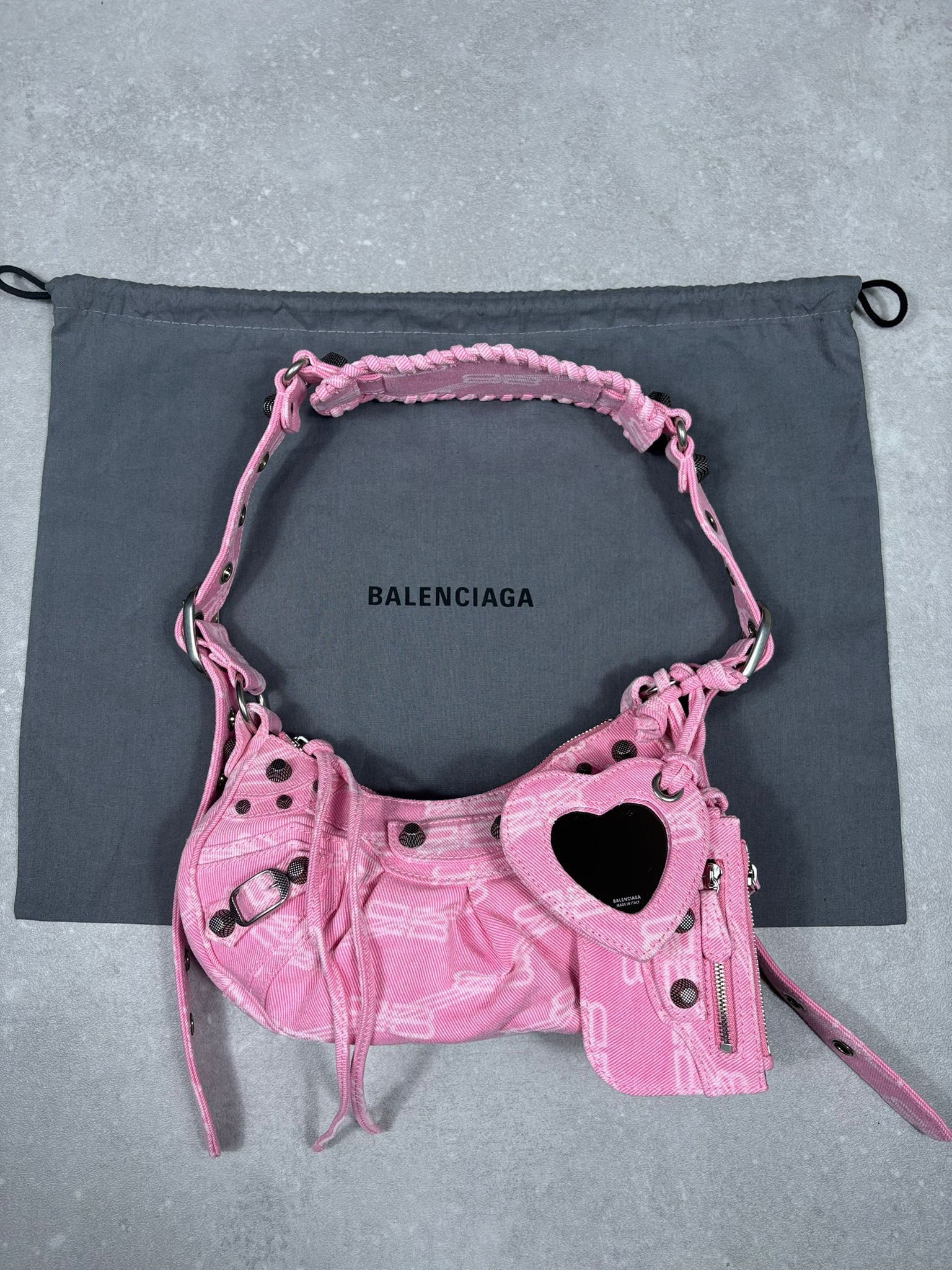 Balenciaga Balenciaga Le Cagole XS Denim Graffiti Pink Heart Mirror Size ONE SIZE - 2 Thumbnail