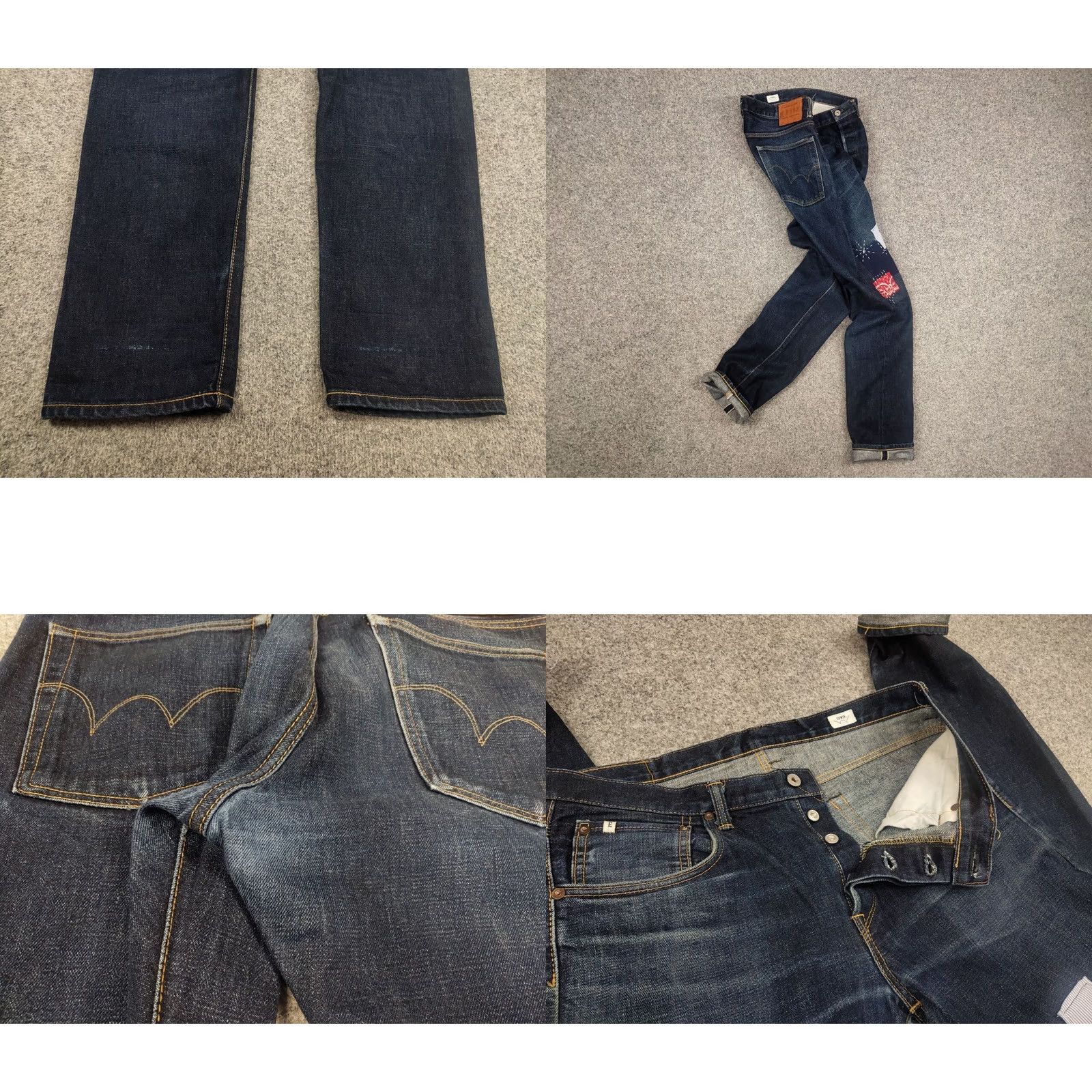 Edwin VINTAGE Edwin Japan Denim Jeans Main Selling Point Embroidered Selvedge 5-Pocket Design 34 Blue 90s Mens Jeans Size US 34 / EU 50 - 10 Thumbnail