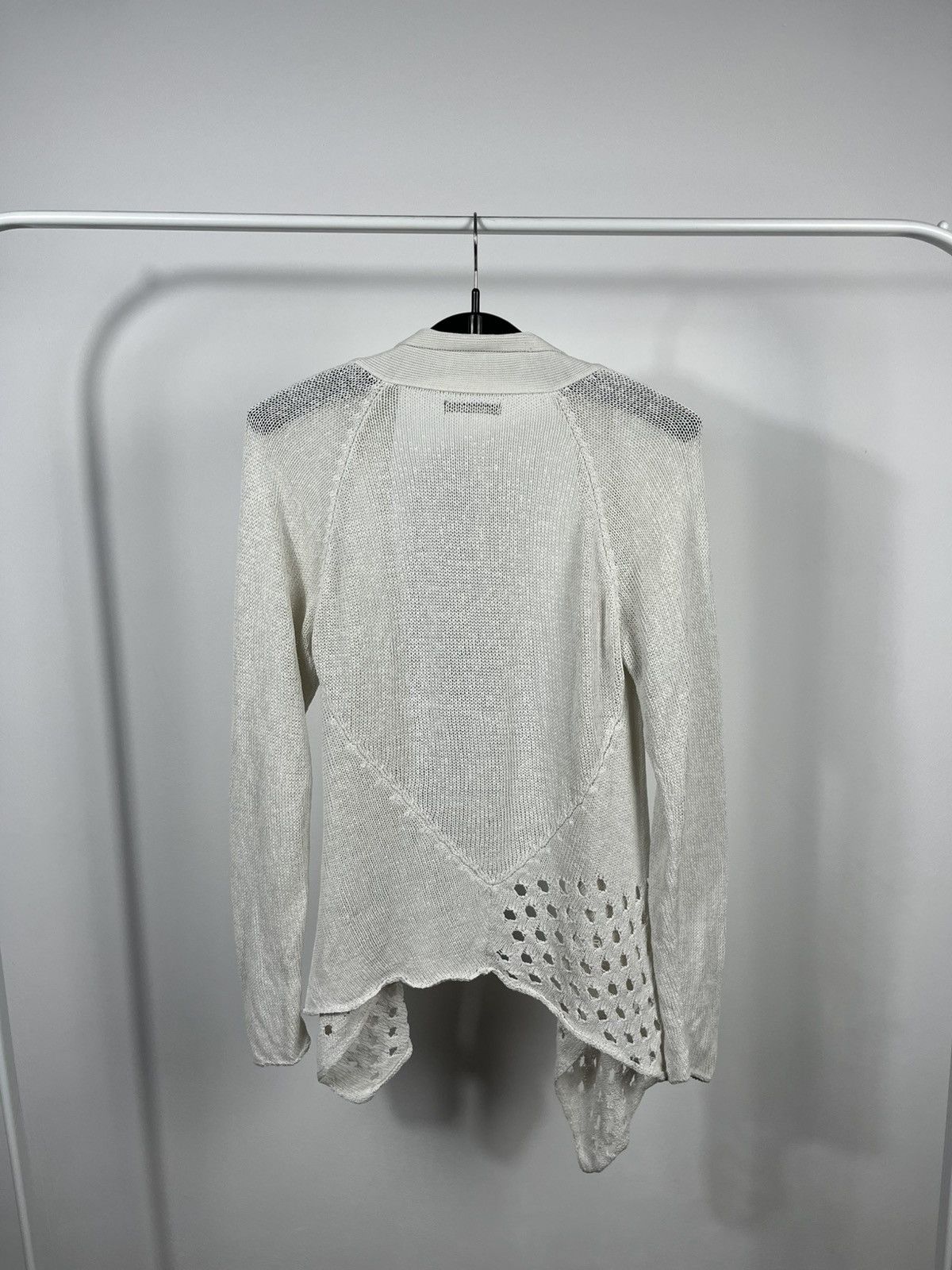 Sarah Pacini Sarah Pacini White Knit Open Cardigan Draped Long Sleeve Size S / US 4 / IT 40 - 9 Thumbnail