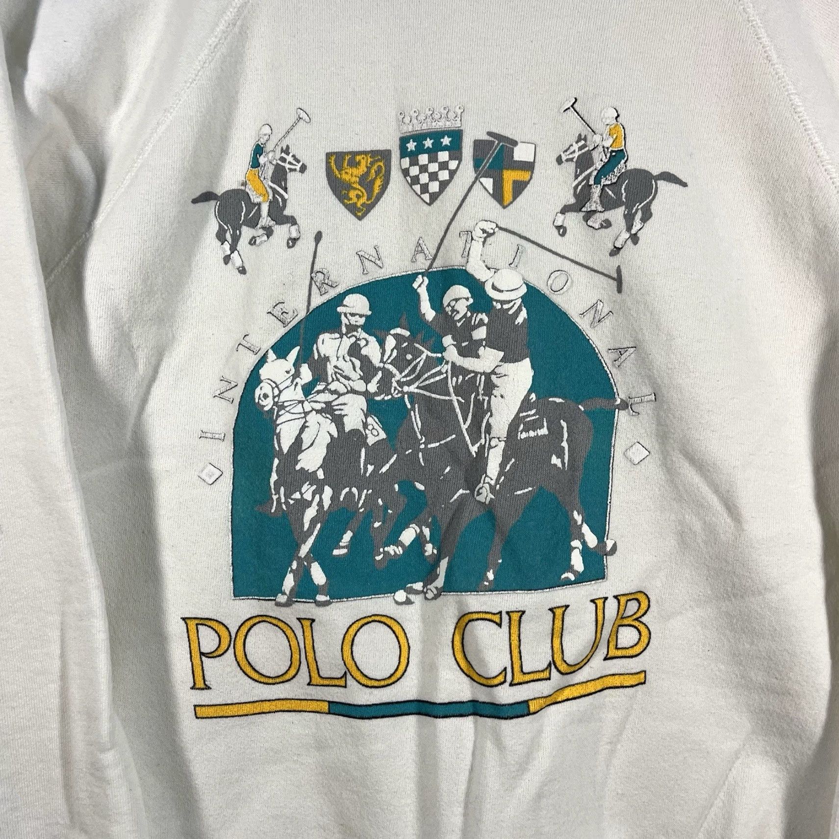 Hanes VINTAGE 80s International Polo Club Sweatshirt Men’s L White Crew Neck Pullover Hanes 90s USA Made Horse Equestrian Size US L / EU 52-54 / 3 - 2 Thumbnail