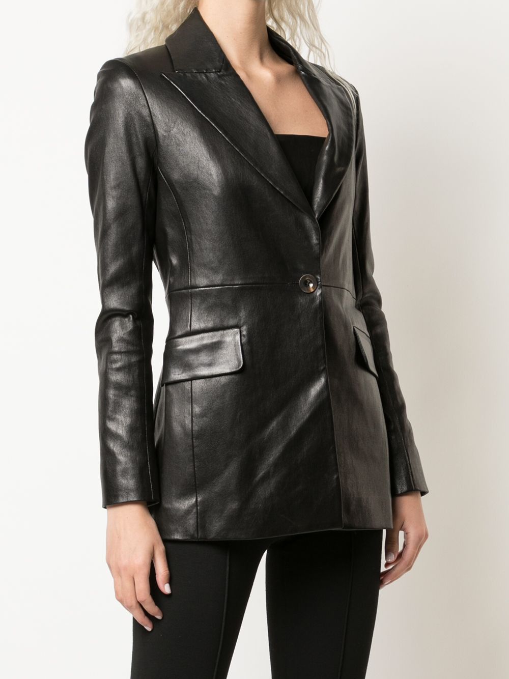 Rosetta Getty $3900 Rosetta Getty Peak Lapel Leather Blazer Jacket Size S / US 4 / IT 40 - 2 Thumbnail