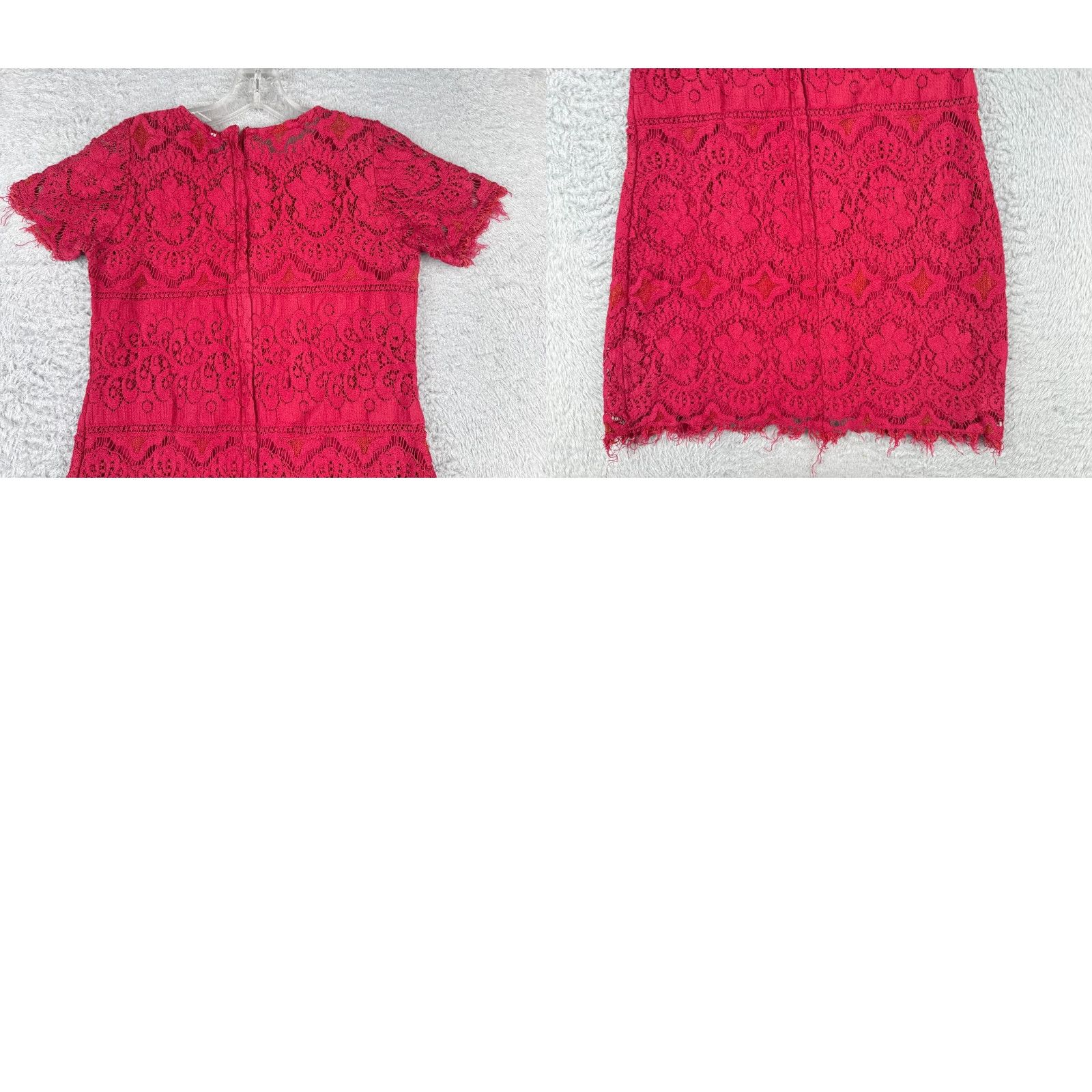 Free People Free People Blouse Shirt Womens 0 Pink Lace Short Sleeve V-Neck Lightweight Bohemian Hippie Peasant Casual Party/Cocktail Travel Size XS / US 0-2 / IT 36-38 - 9 Thumbnail
