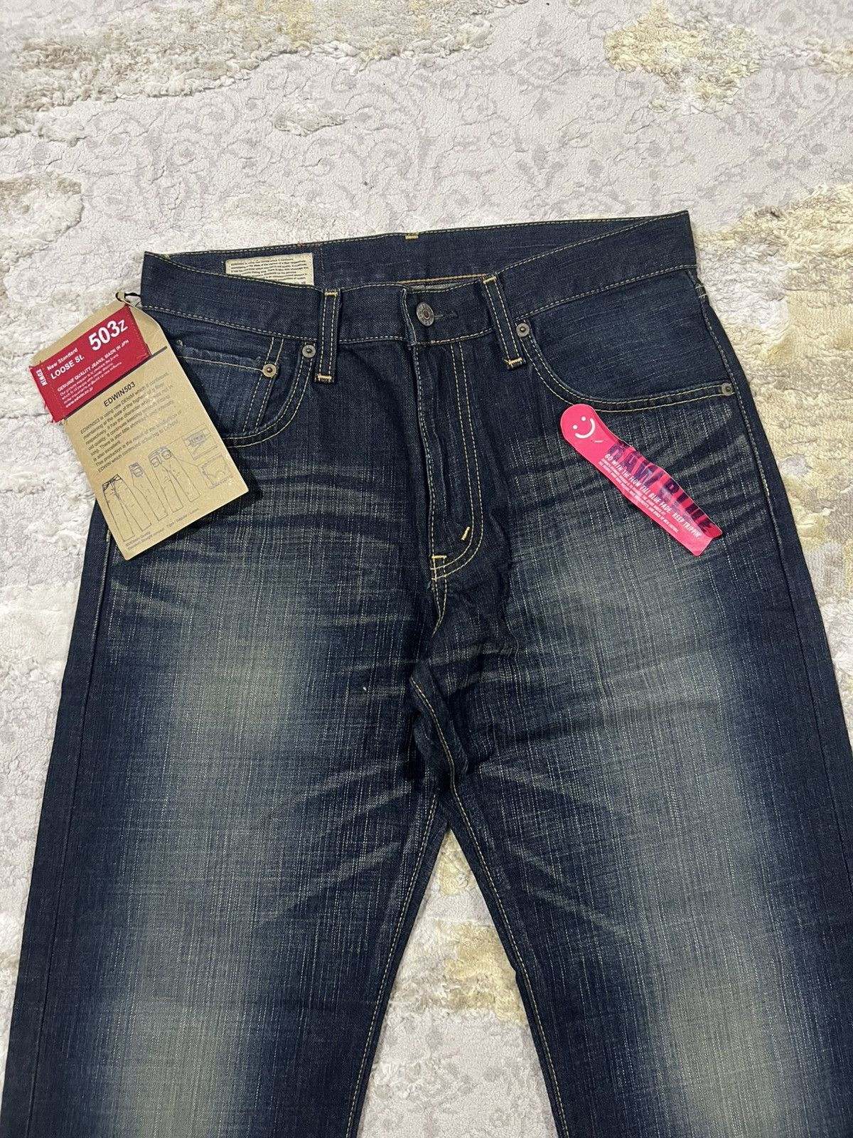 Edwin NWT EDWIN 503z Japan Made Loose Straight Wash Raw Blue Denim Size US 31 - 6 Thumbnail