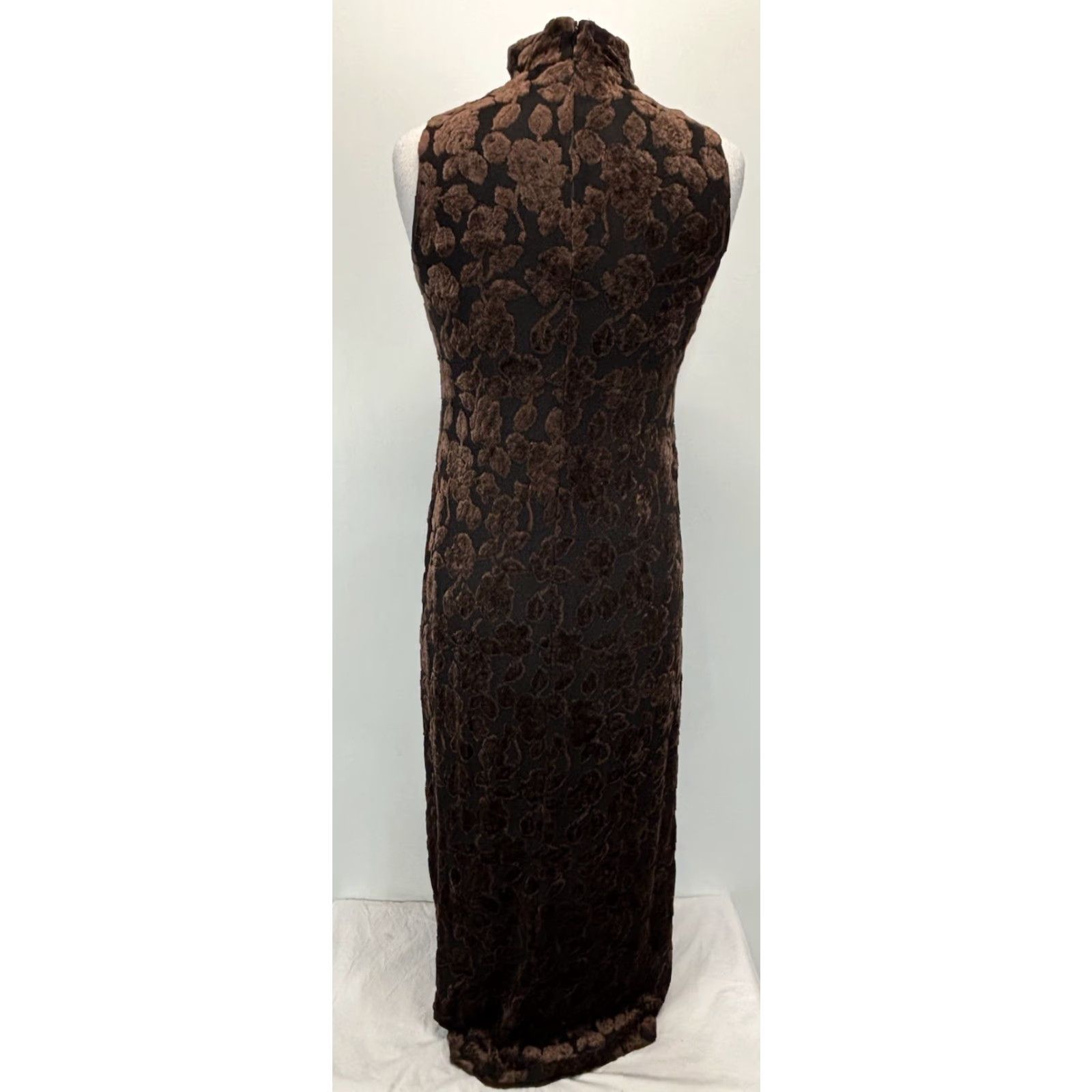 Vintage VINTAGE Carole Little Maxi Dress Sz 4 Velvet Burnout Black Brown Goth 90s Womens Size S / US 4 / IT 40 - 3 Thumbnail
