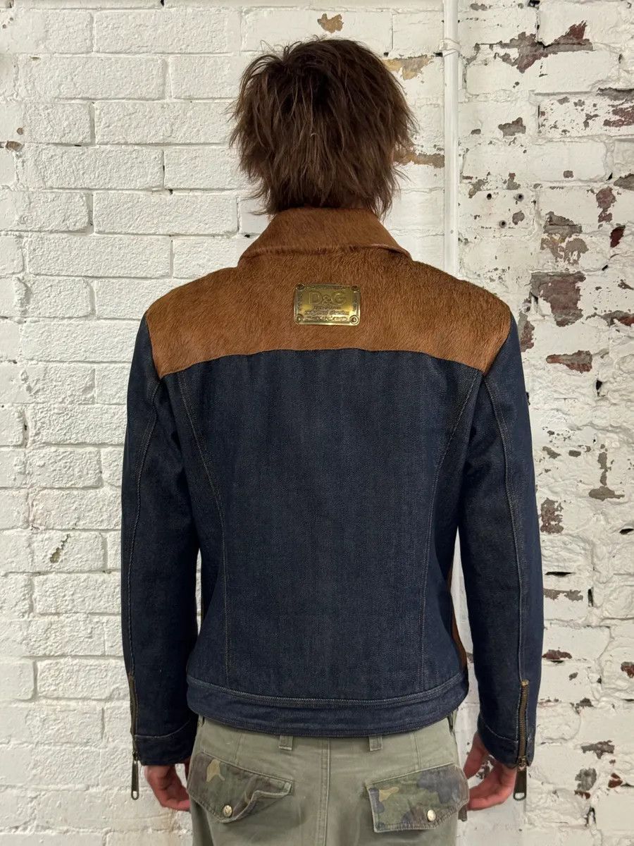 Dolce & Gabbana AW2005 Dolce & Gabbana Hybrid Blue Denim & Brown Pony Hair Jacket Size US M / EU 48-50 / 2 - 3 Thumbnail