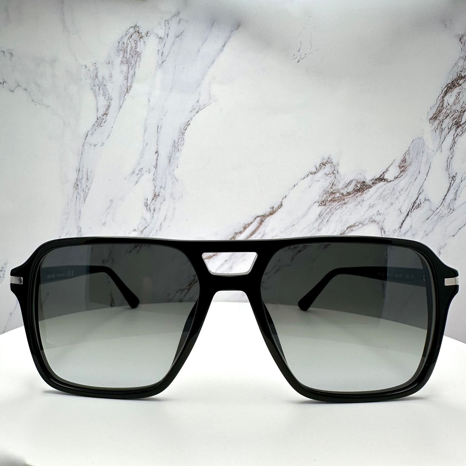 Prada NEW PRADA Sunglasses Black Aviator Pilot Grey Lens Side Logo Size ONE SIZE - 2 Thumbnail
