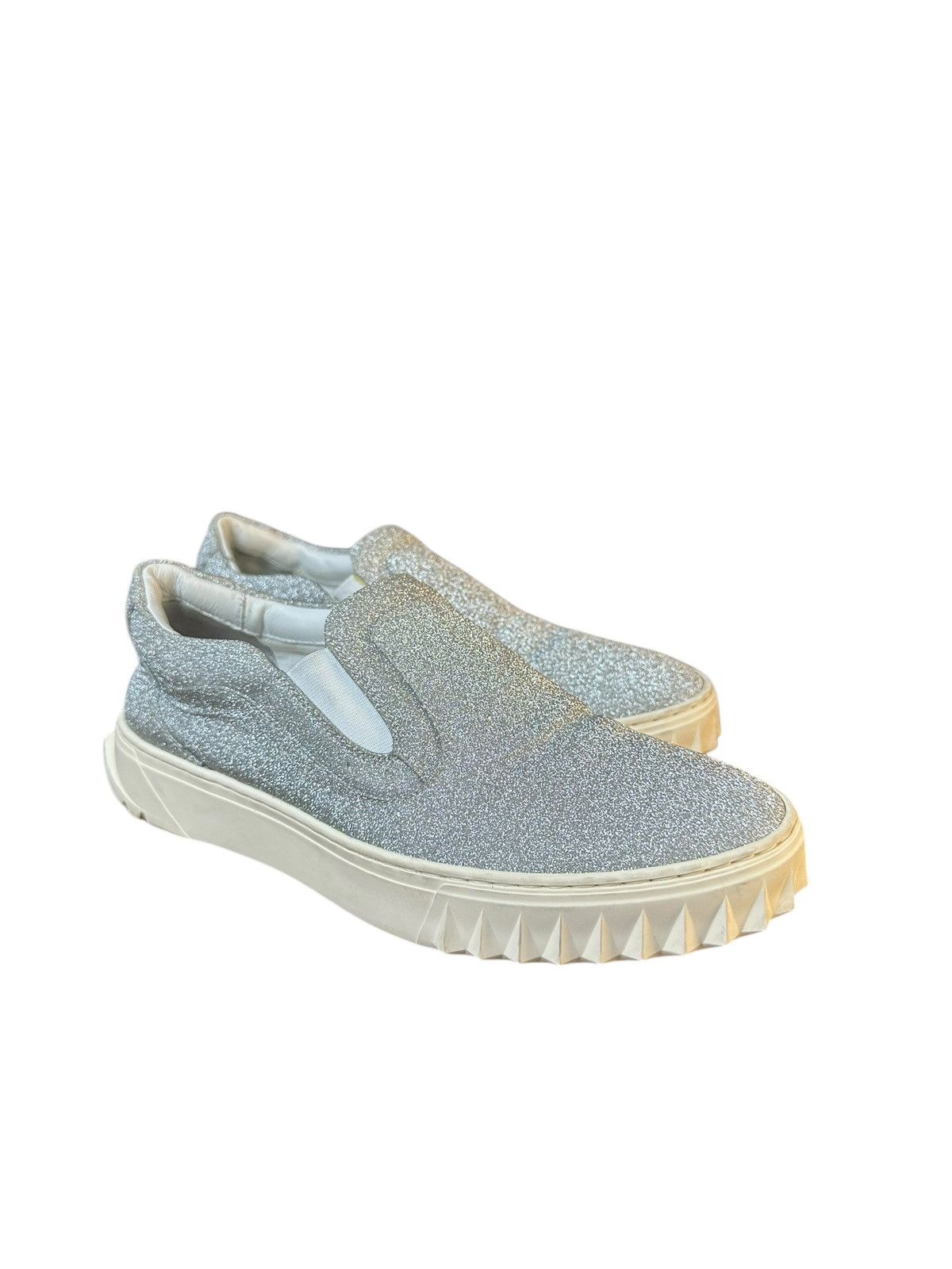Salvatore Ferragamo Salvatore Ferragamo Slip On Sneaker glitter silver Size US 6 / EU 39 - 1 Thumbnail