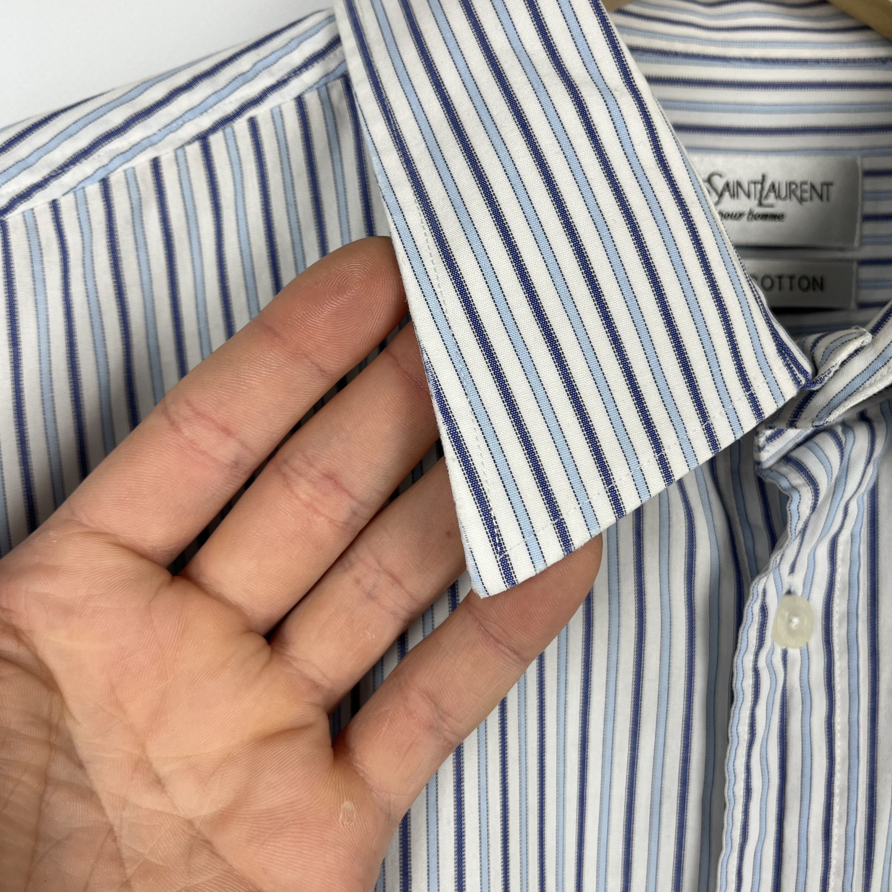 Yves Saint Laurent Yves Saint Laurent YSL Stripped Long Sleeve Button Up Shirt Size US XL / EU 56 / 4 - 16 Thumbnail