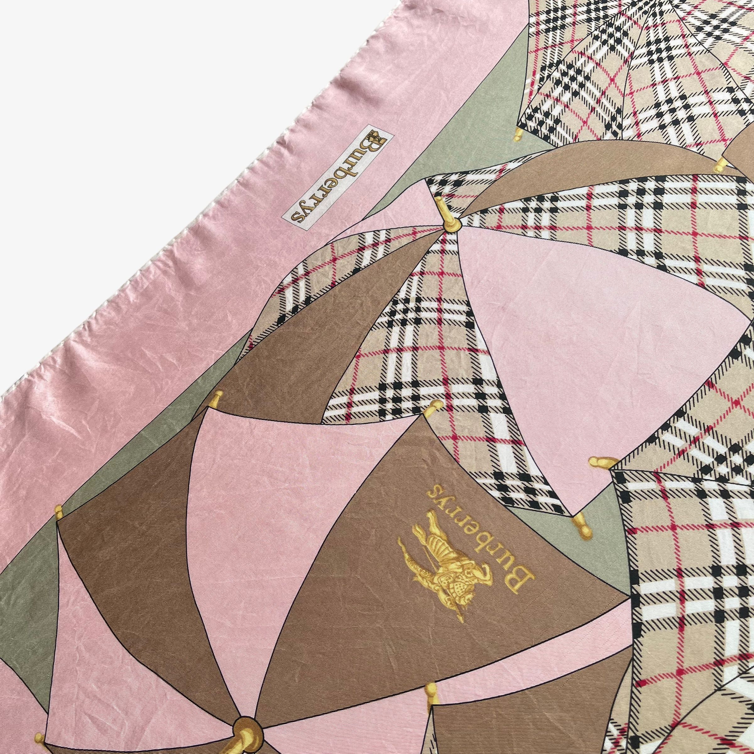 Burberry Vintage 80s Burberry Nova Check Umbrella Print Silk Scarf Size ONE SIZE - 4 Thumbnail