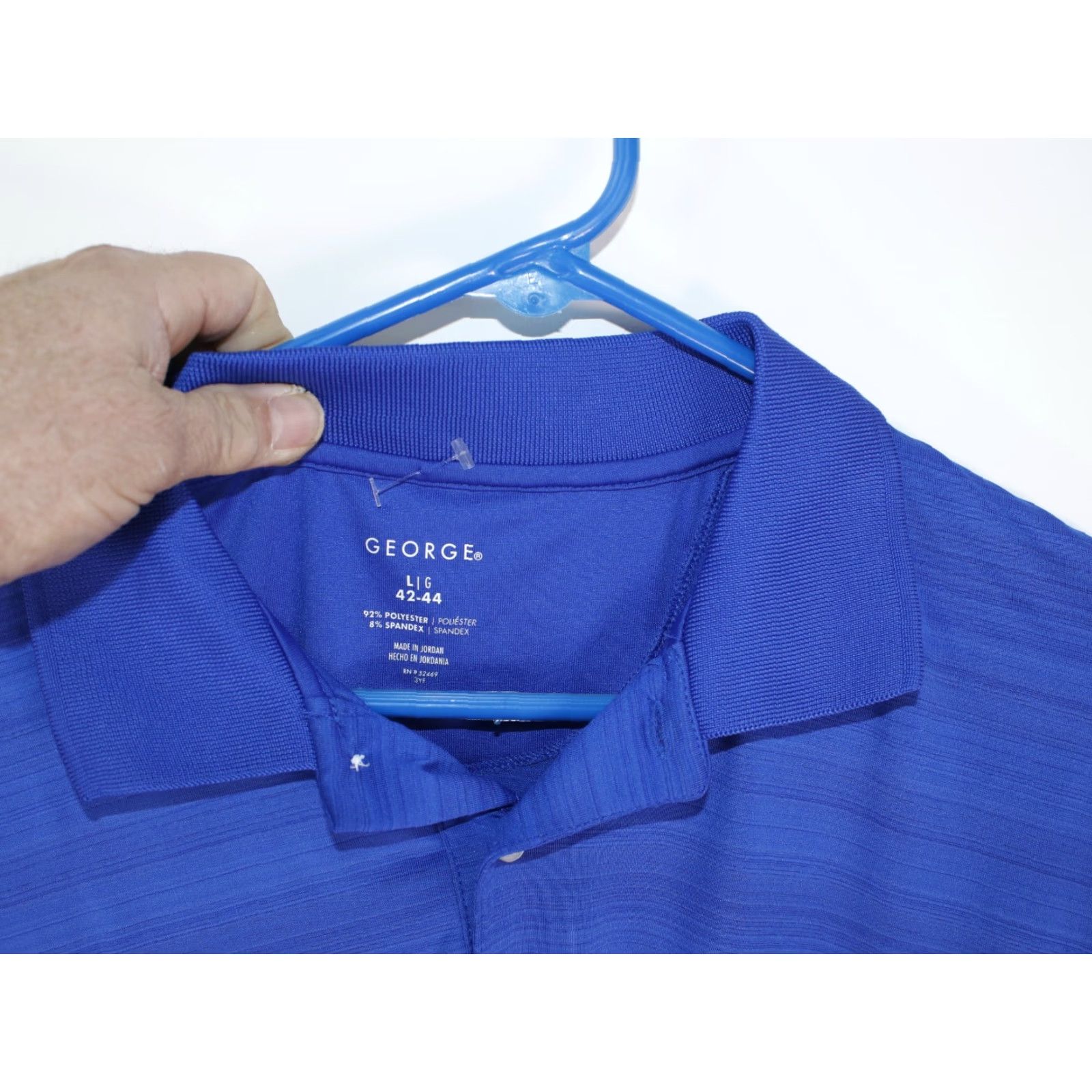 George George Knit Blue Striped Golf Polo Shirt Men's Adult Large 42-44 Size US L / EU 52-54 / 3 - 4 Thumbnail