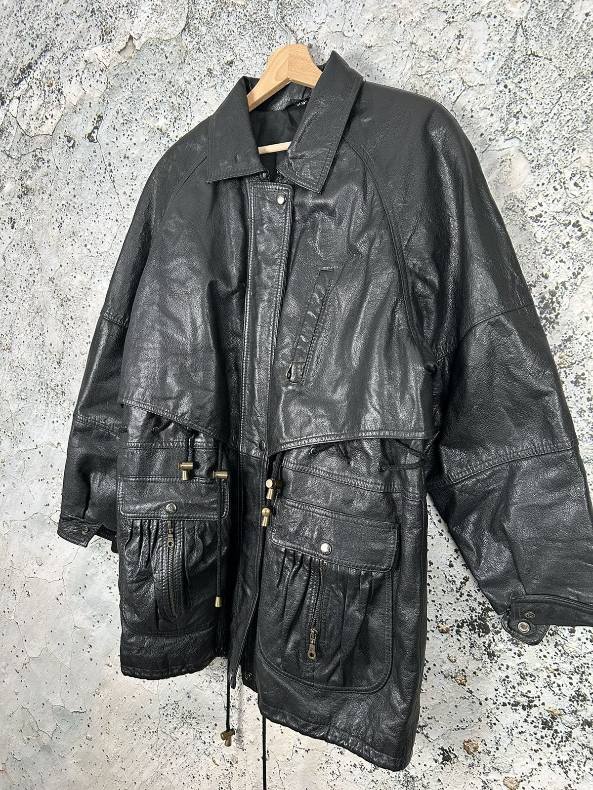 Other Vintage Archival Genuine Leather Jacket Black Grunge Rare Size US L / EU 52-54 / 3 - 2 Thumbnail