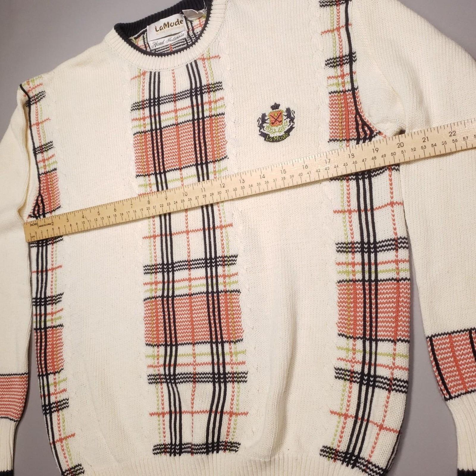 Vintage Vintage 90S LaMode HAND INTARSIA Woven Plaid Sweater M Size M / US 6-8 / IT 42-44 - 6 Thumbnail