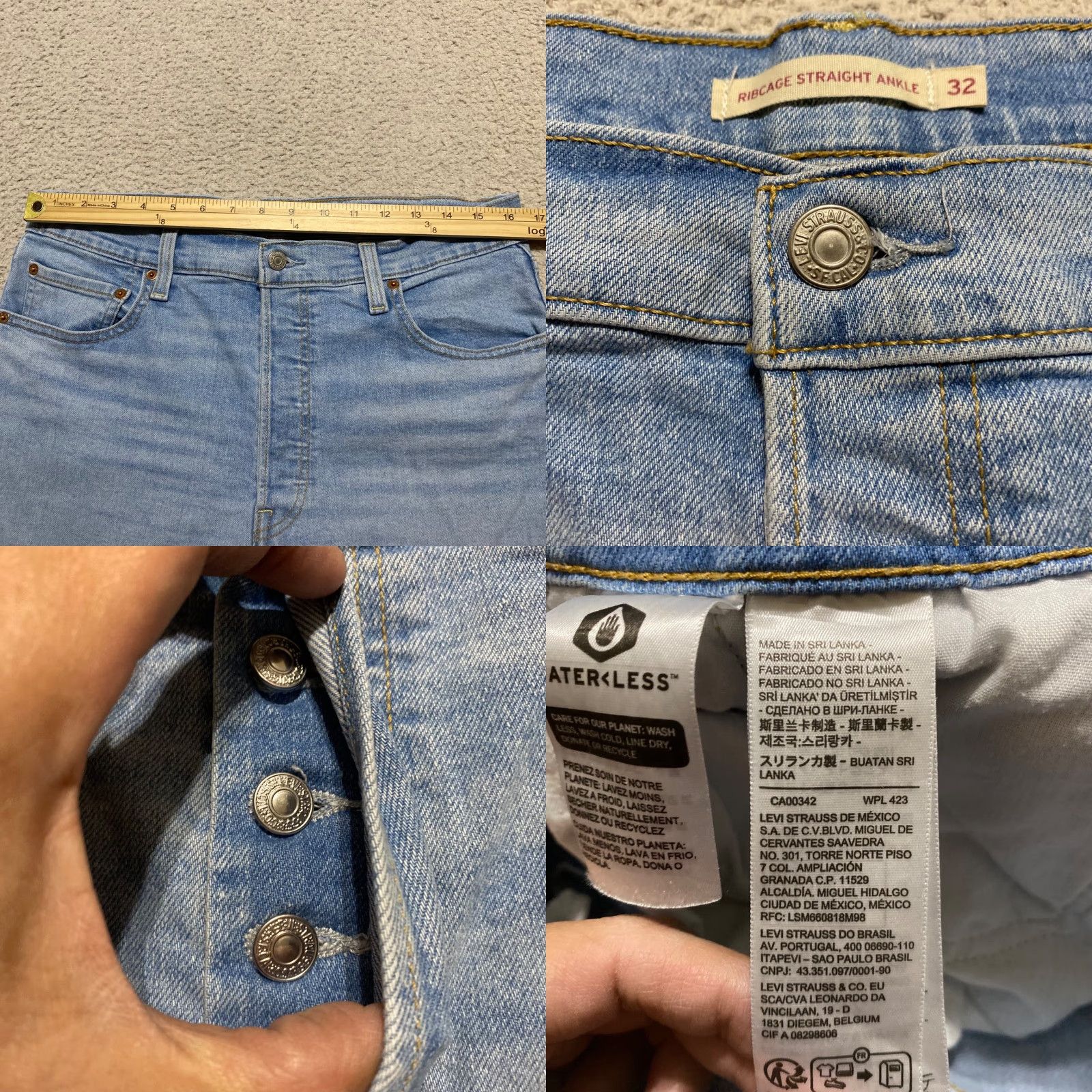 Levi's Levi's Jeans Women's 32 Blue Denim Medium Wash Distressed Ankle 5-Pocket Regular Rise High Button Size 24" / US 00 / IT 34 - 8 Thumbnail