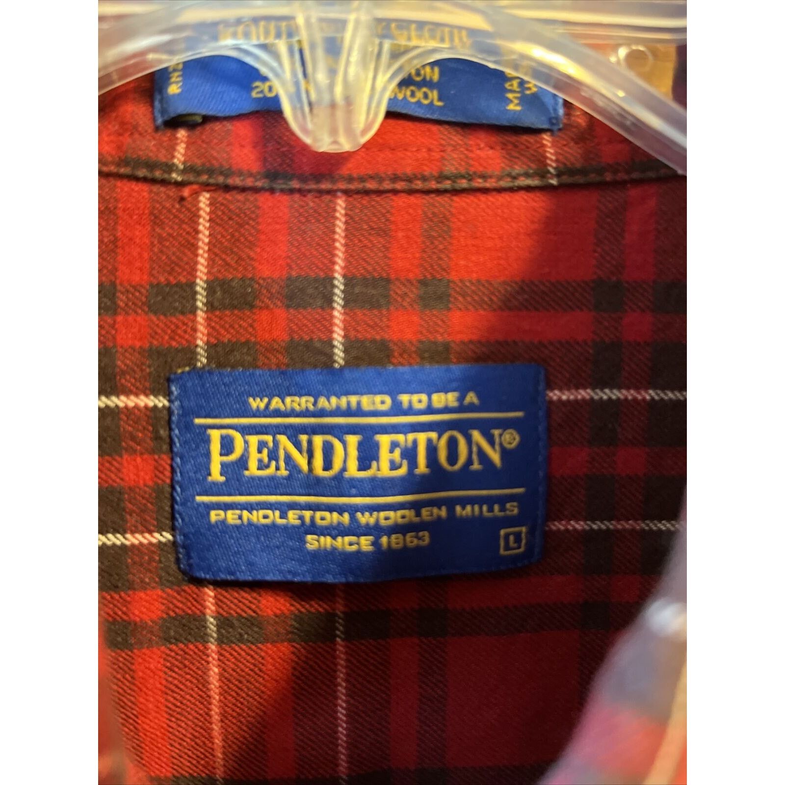 Pendleton Pendleton Mens L Red Plaid LS pima cotton merino wool shirt Size US L / EU 52-54 / 3 - 4 Thumbnail