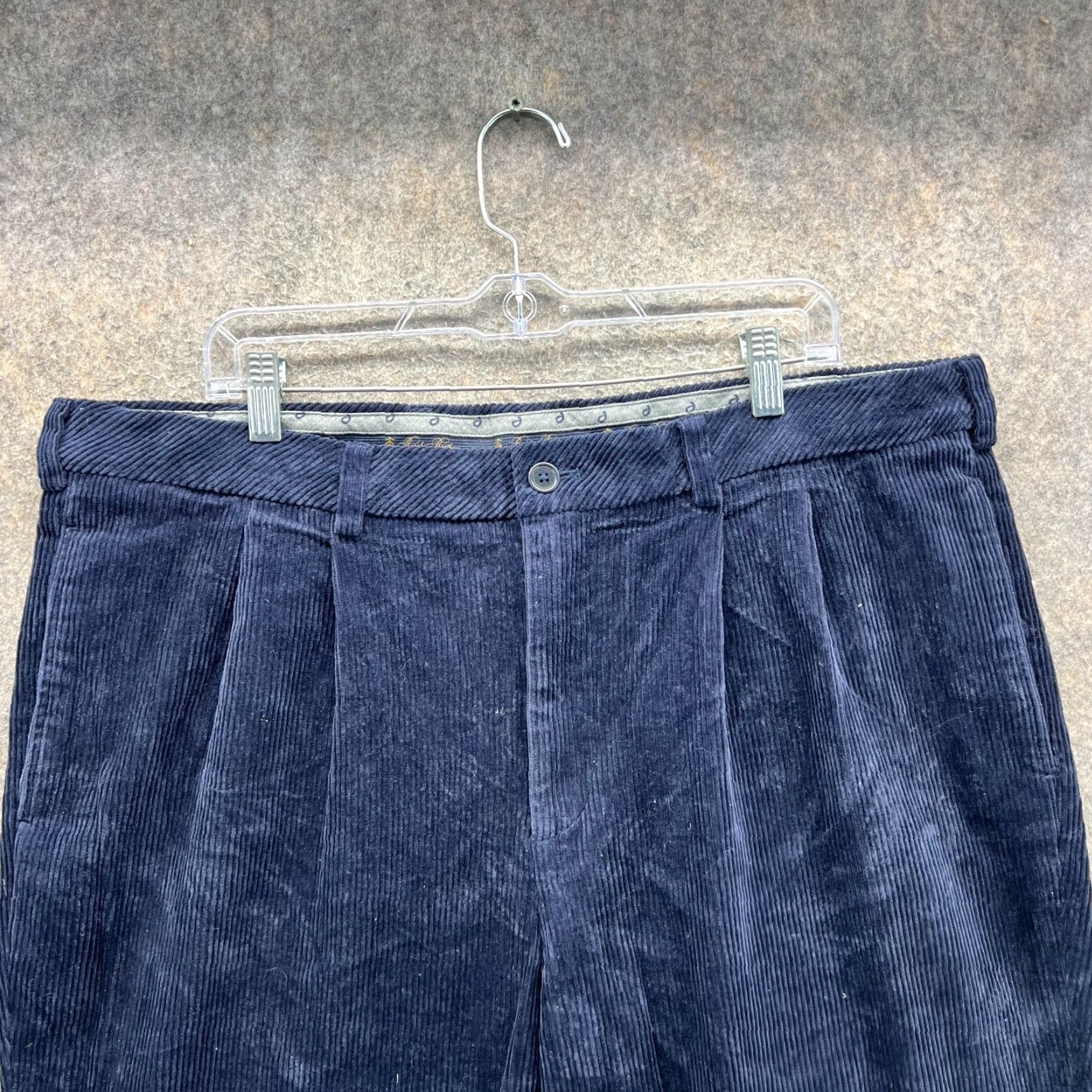 Brooks Brothers Brooks Brothers Elliot Fit Pants Men 40x30 Navy Corduroy Cotton Stretch Pleated Regular Straight Size US 40 / EU 56 - 5 Thumbnail