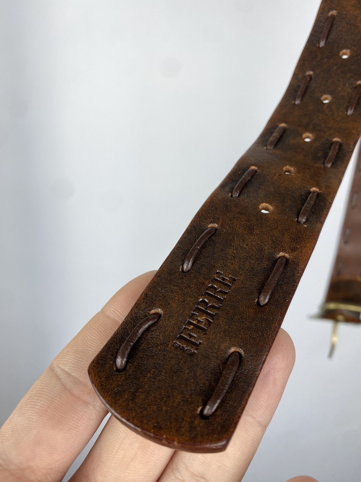 Designer × Japanese Brand Vintage Ferre Brown Italy Belt Y2K Cowboy Style Size ONE SIZE - 6 Thumbnail