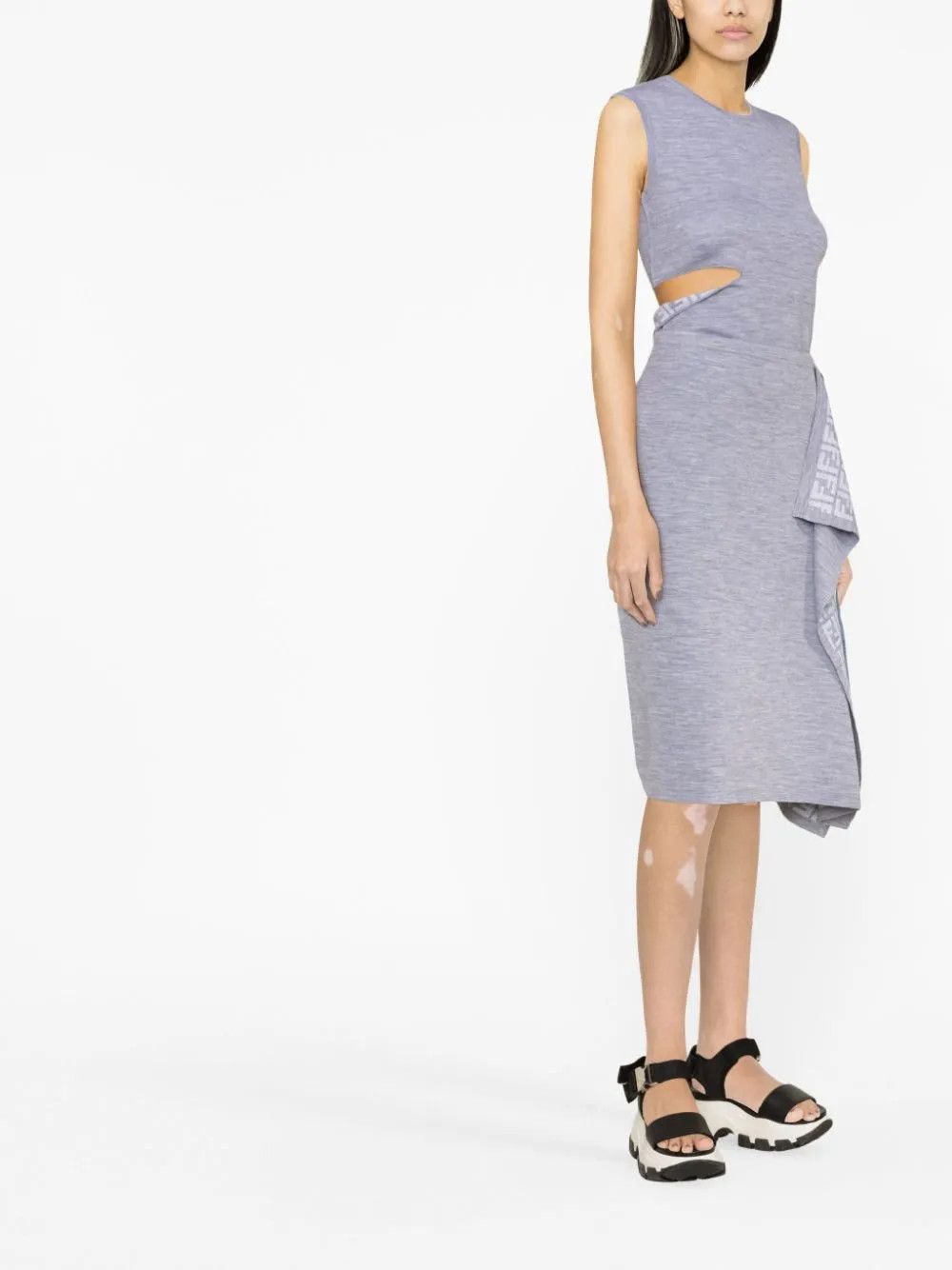 Fendi o1y0925 Midi Skirt in Gray Size 30" / US 8 / IT 44 - 2 Thumbnail
