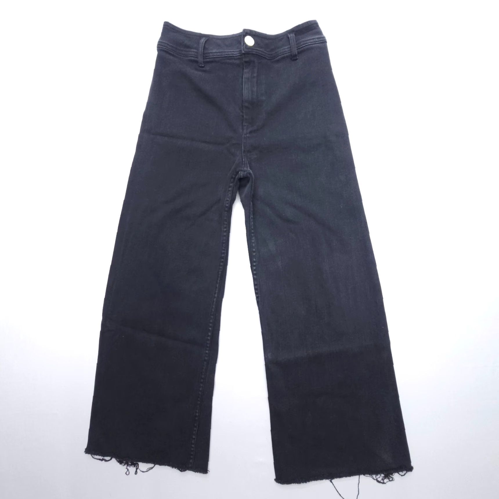 Vintage Miou Muse Jeans Womens Large Black Ankle Wide-Leg Frayed Hem High Rise Boho Summer Fall Winter Spring Casual Size 36" / US 14 / IT 50 - 2 Thumbnail