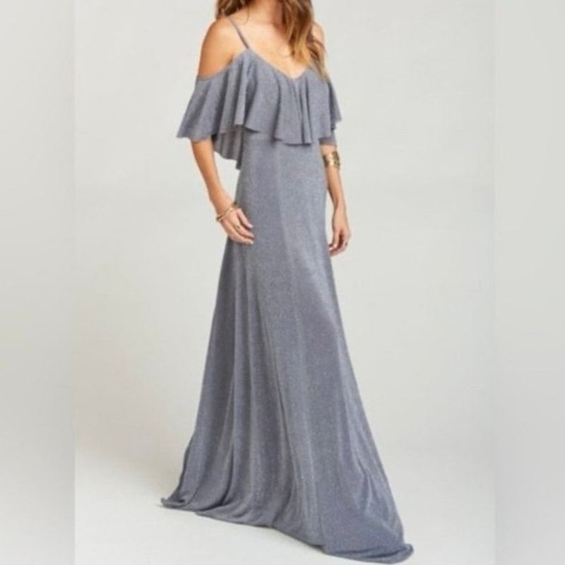 Show Me Your MuMu NWT Show Me Your Mumu Renee Maxi Ruffle Dress Smoke Small Size S / US 4 / IT 40 - 1 Thumbnail