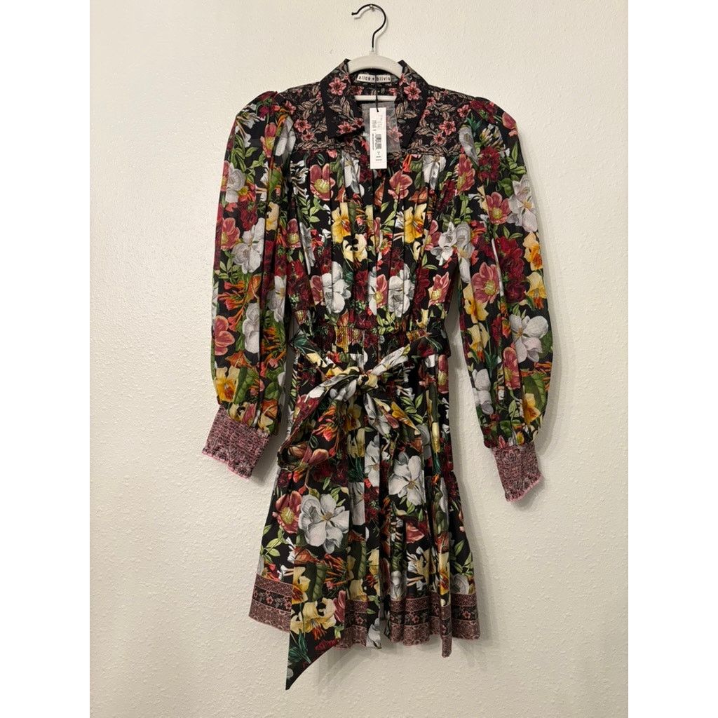 Alice + Olivia ALICE + OLIVIA | Tiffie Puff Sleeve Mini Shirt Dress | US 0 Size XS / US 0-2 / IT 36-38 - 1 Thumbnail