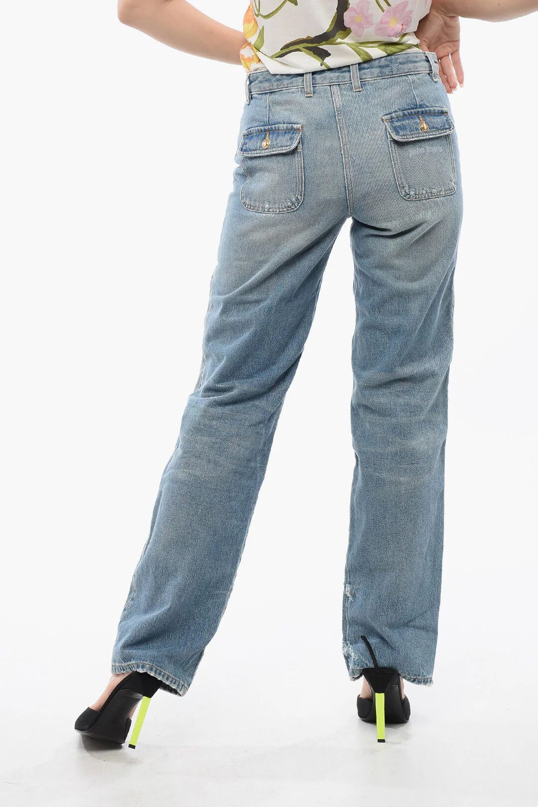 Palm Angels og1mm0326 Light-Wash Straight-Fit Jeans in Blue Size 27" / US 4 / IT 40 - 2 Thumbnail