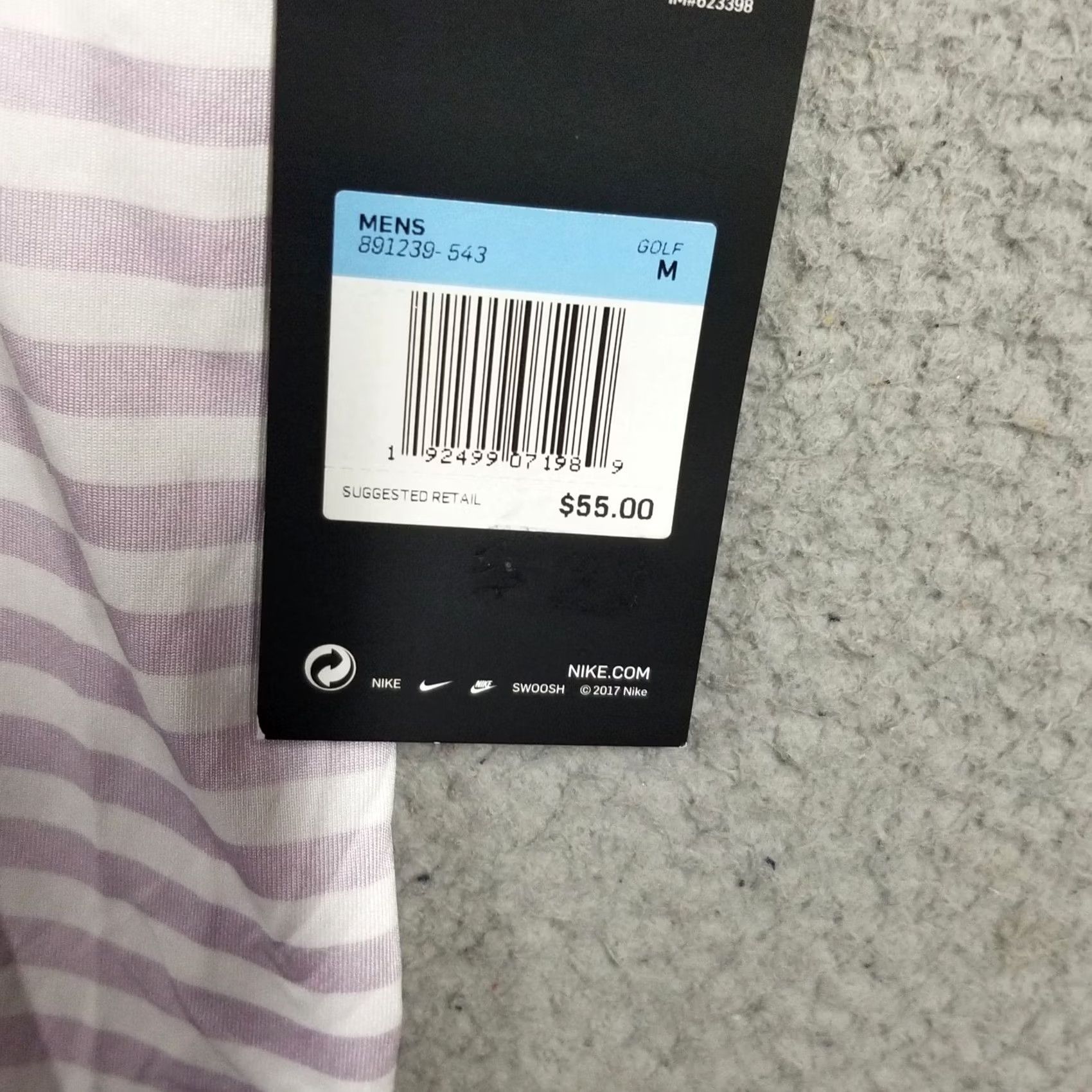 Nike Nike Golf Polo Shirt M Mens Purple White Striped Dri-FIT Victory 91% Polyester 9% Spandex Short Sleeve Breathable Activewear Polo Size US M / EU 48-50 / 2 - 3 Thumbnail