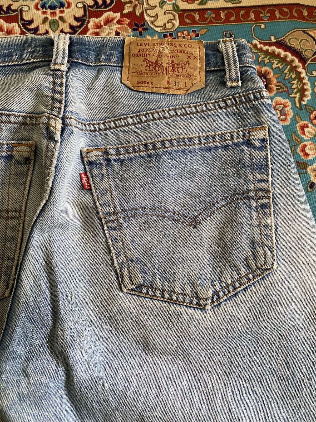 Levi's Vintage Levi’s 501xx Distressed Patchwork Splatter Denim Size US 29 - 13 Thumbnail