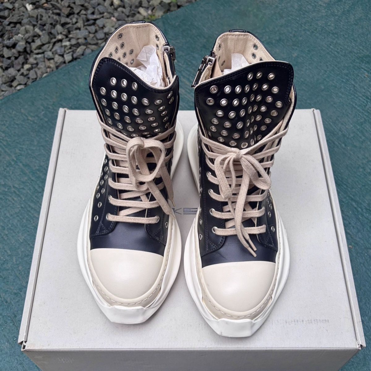 Rick Owens Drkshdw Rick Owens DRKSHDW Abstract Gimp Eyelets Ramones High Size US 8 / EU 41 - 11 Thumbnail