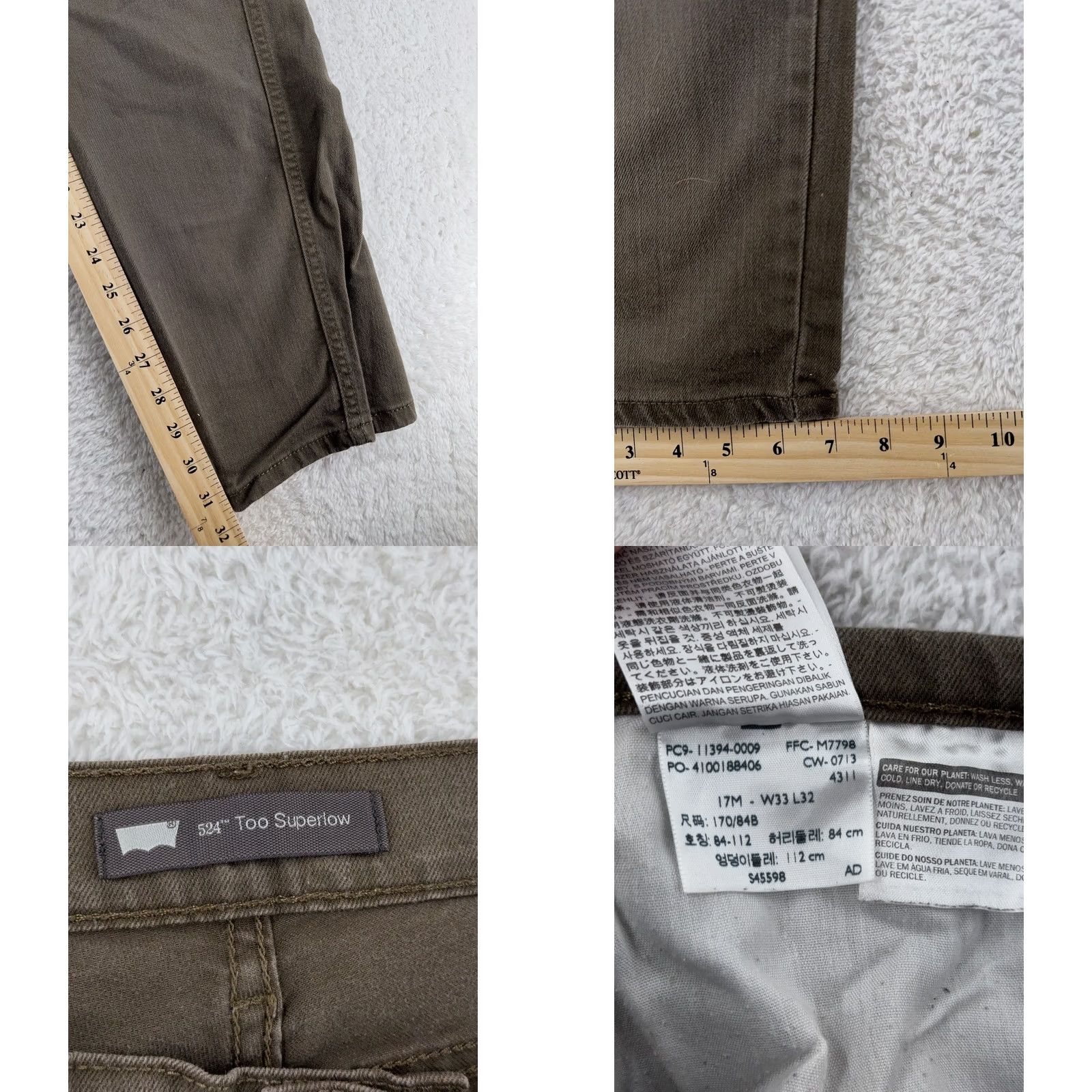 Levi's Levi's Jeans 524 Womens 33 Regular Brown Studded Low Skinny Pants Pockets Stretch Denim 32in Inseam Womens Size 24" / US 00 / IT 34 - 8 Thumbnail