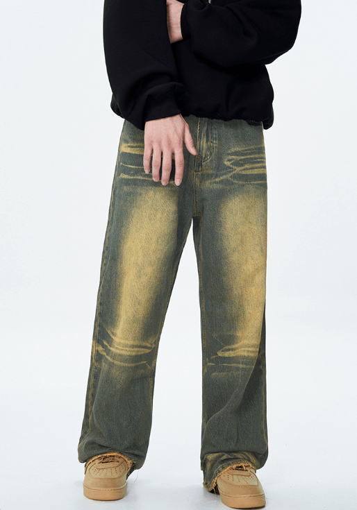 Japanese Brand × Jean Vintage men's whisker washed loose distressed cleanfit jeans Size US 32 / EU 48 - 2 Thumbnail