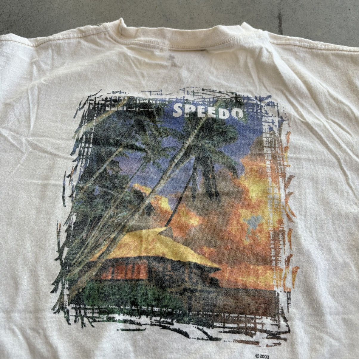 Billabong × Quiksilver × Speedo Vintage 2003 Speedo Y2K Surf Tee Cream Billabong Style XL Size US XL / EU 56 / 4 - 7 Thumbnail