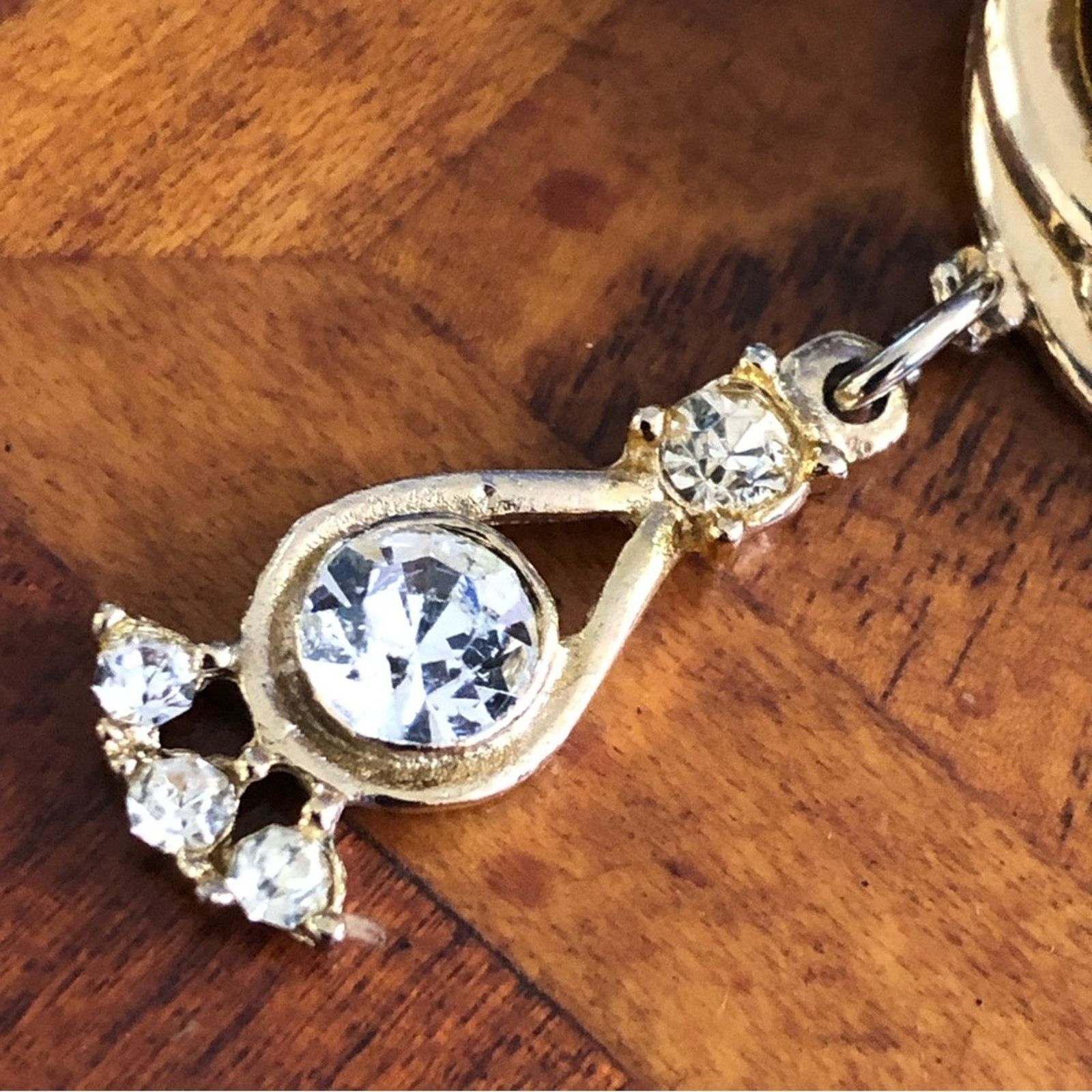 Vintage Vintage blue & clear rhinestone dangle style brooch pin Size ONE SIZE - 7 Thumbnail
