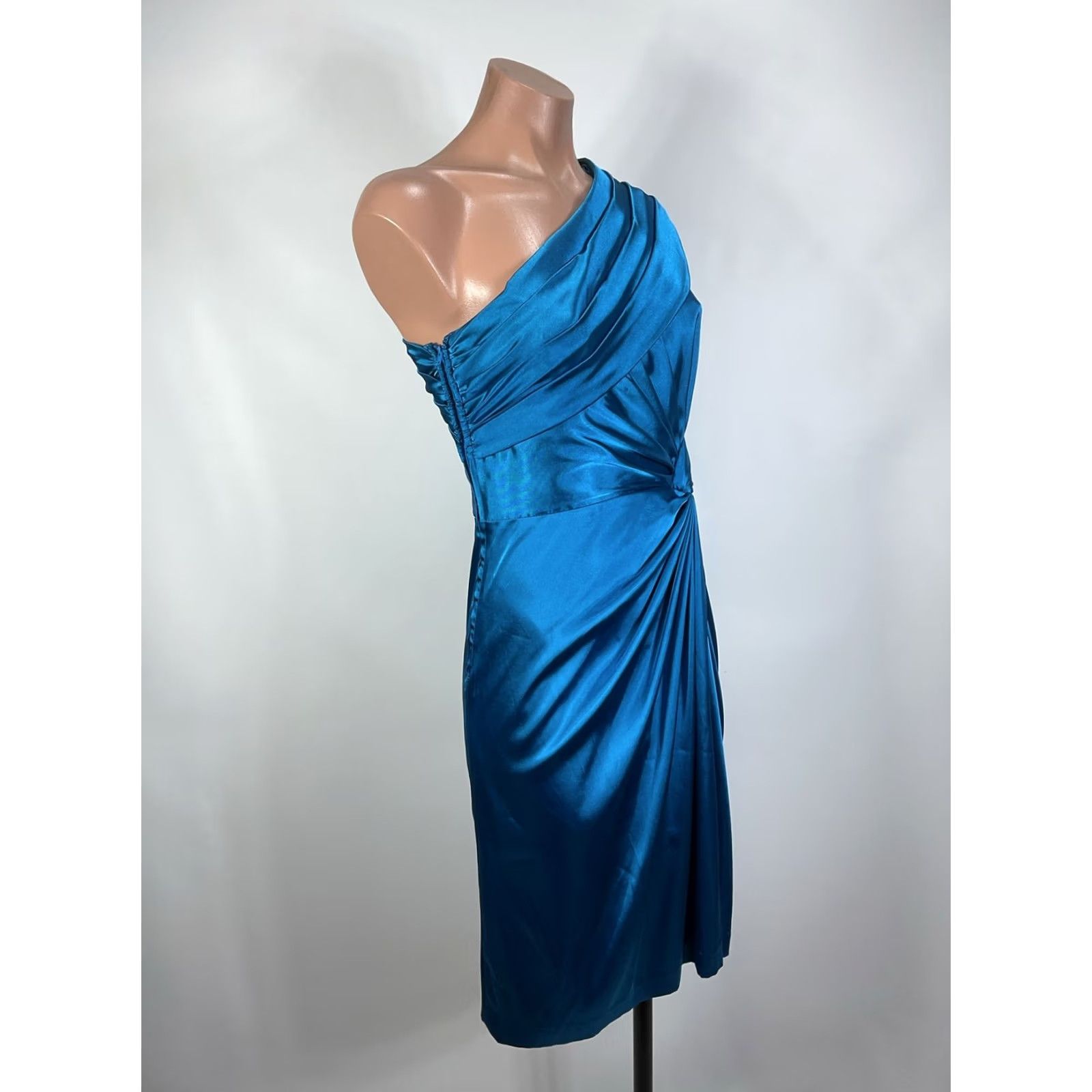 Adrianna Papell Adrianna Papell Satin One Shoulder Evening Dress sz 2 Formal Shiny Bright Blue Dress Size XS / US 0-2 / IT 36-38 - 5 Thumbnail