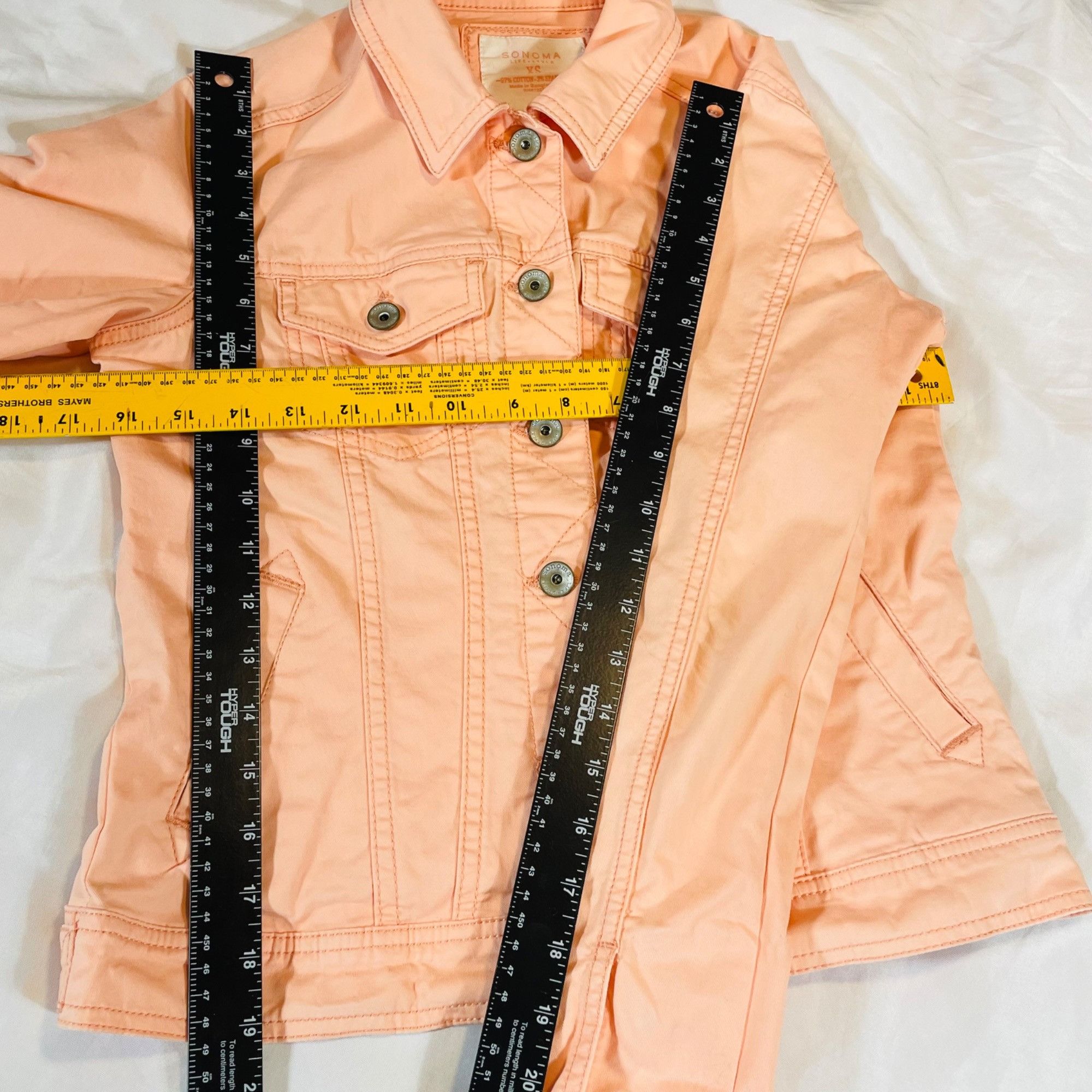 Sonoma Sonoma Peach Denim Jacket XS Women's Button-Up with Stretch Size XS / US 0-2 / IT 36-38 - 5 Thumbnail