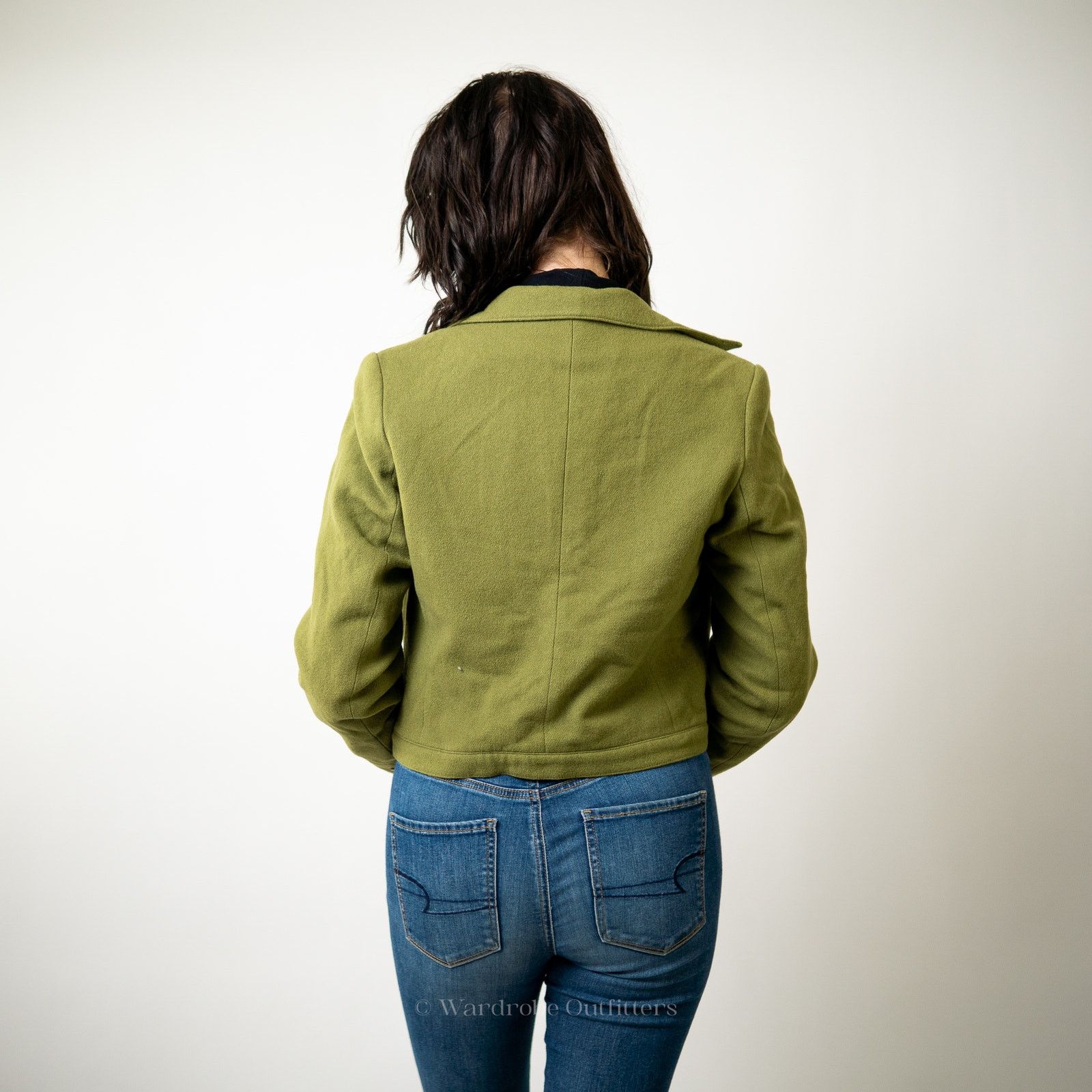 Vintage Vintage Olive Green Cropped Wool Blazer Jacket - 8 Size M / US 6-8 / IT 42-44 - 4 Thumbnail