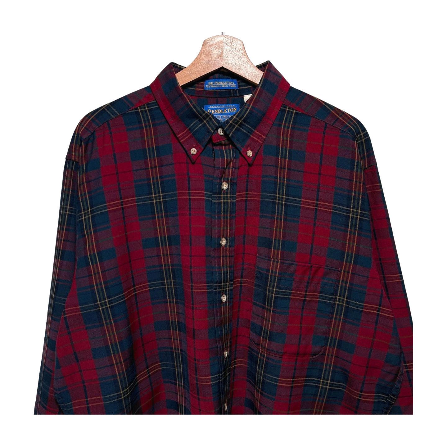 Pendleton × Vintage Vintage 90s Sir Pendleton Plaid Wool Button Shirt Size XL Size US XL / EU 56 / 4 - 1 Thumbnail