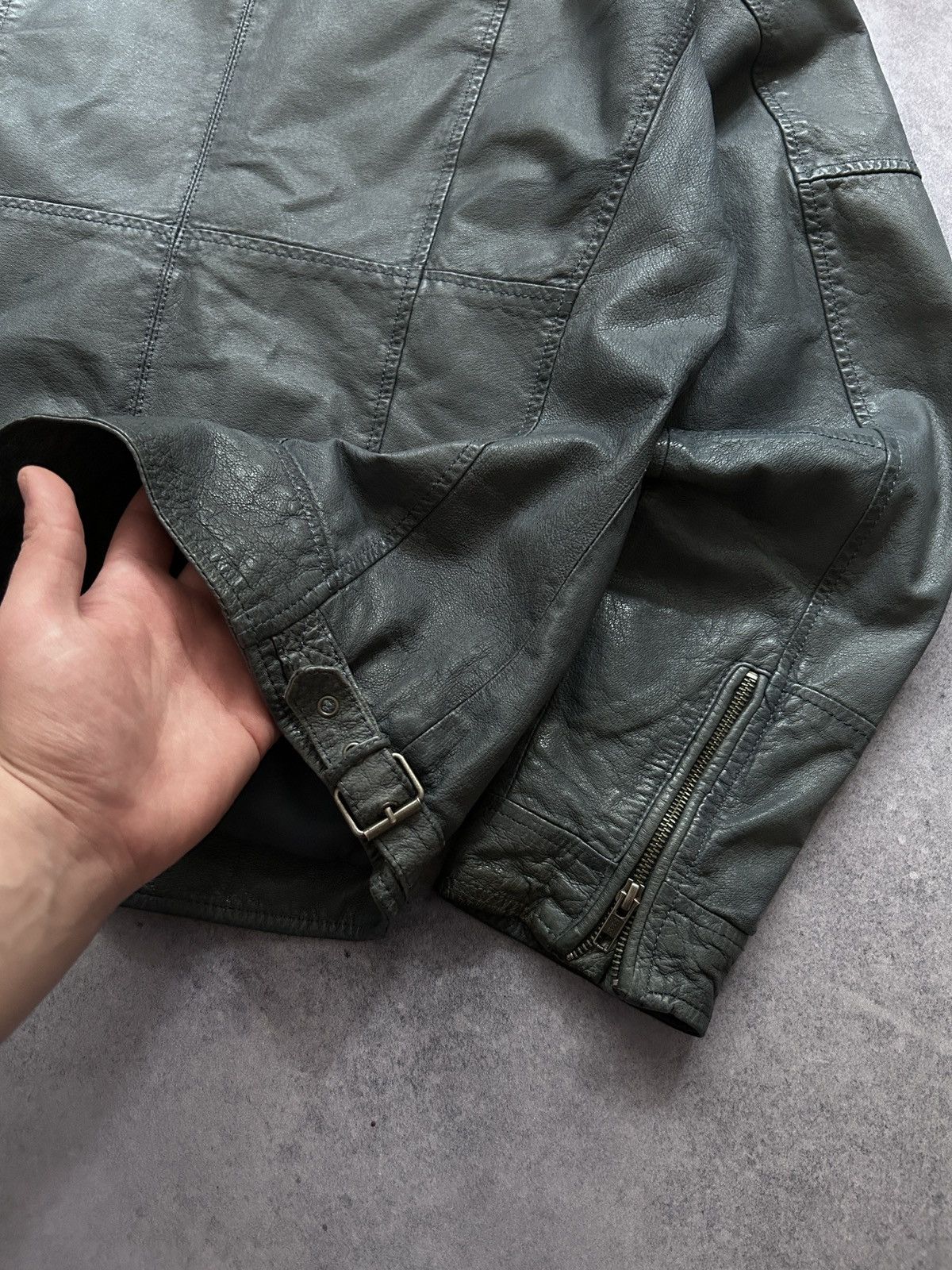 Genuine Leather Jofama by “Malung Sweden washed”blue leather jacket mens Size US L / EU 52-54 / 3 - 8 Thumbnail